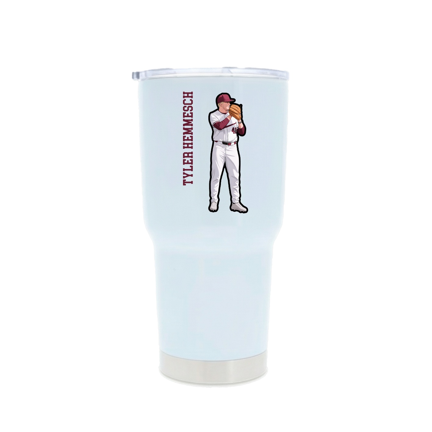 30oz Stainless Steel Tumbler — Name Vertical in White