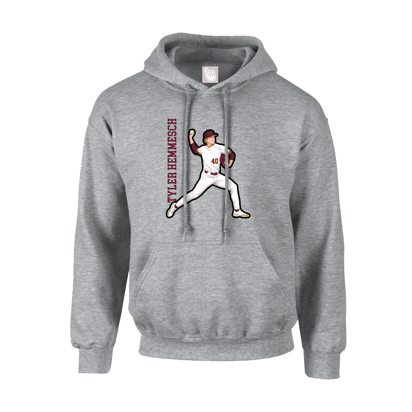 Youth Hoodie — Name Vertical in Grey