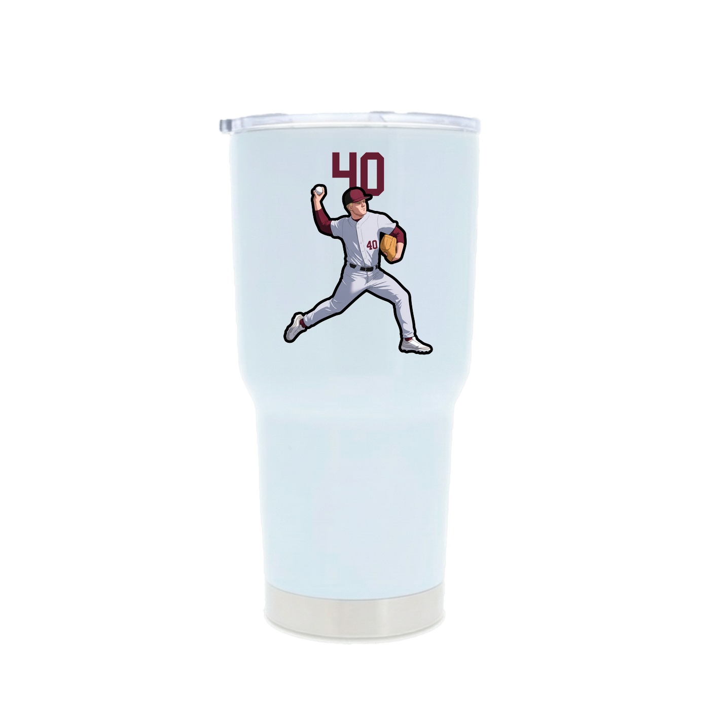 30oz Stainless Steel Tumbler — Number Top in White