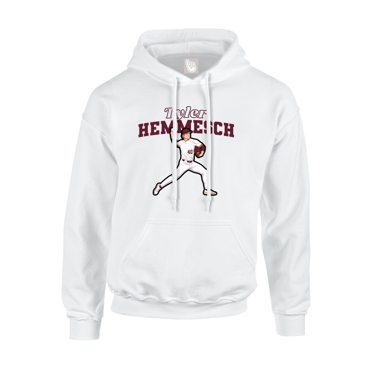 Youth Hoodie — Name Arch in White