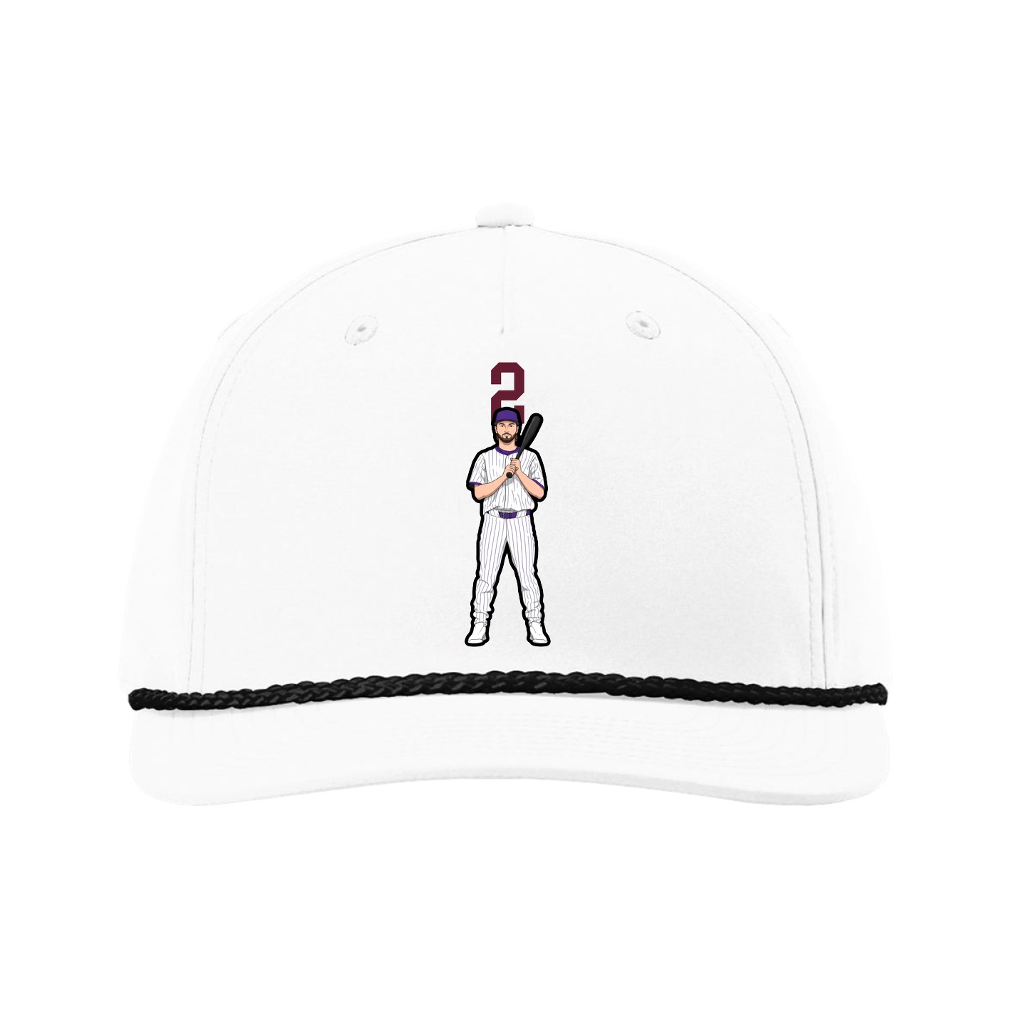 Five-Panel Classic Rope Cap — Number Top in White