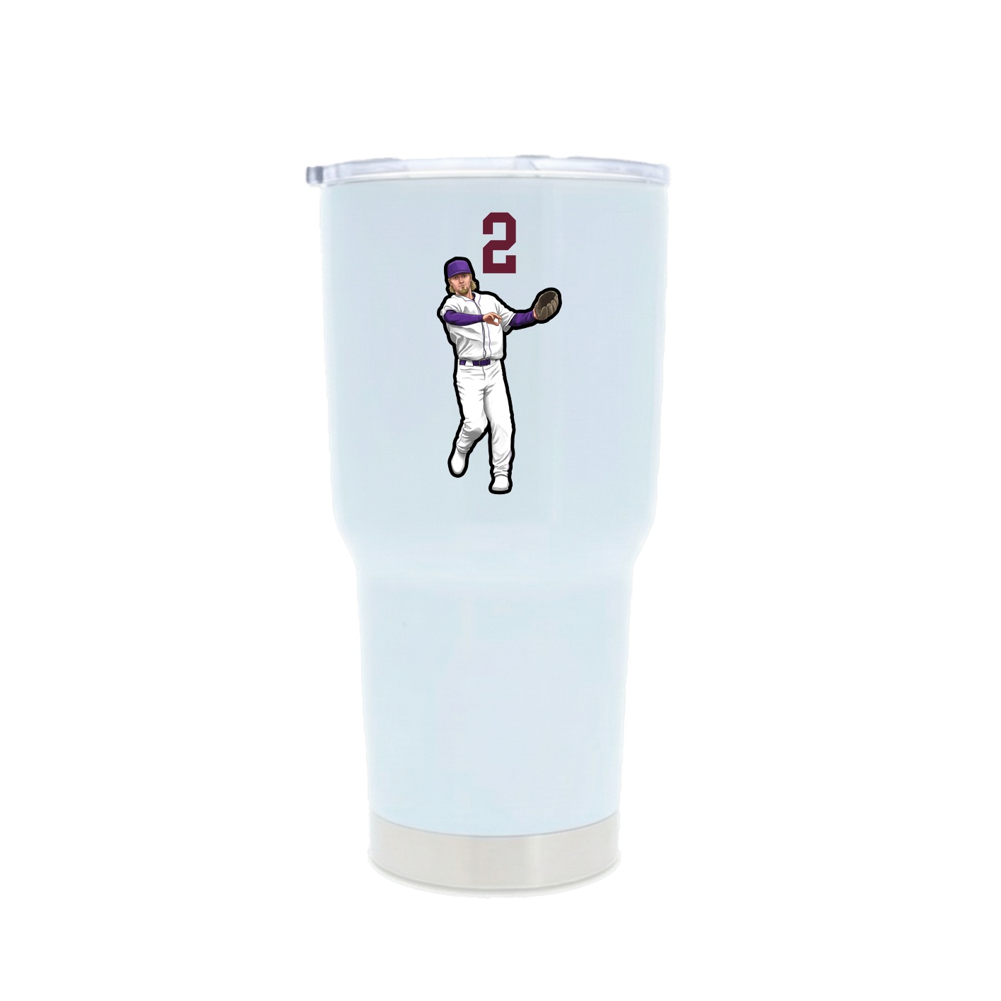30oz Stainless Steel Tumbler — Number Top in White