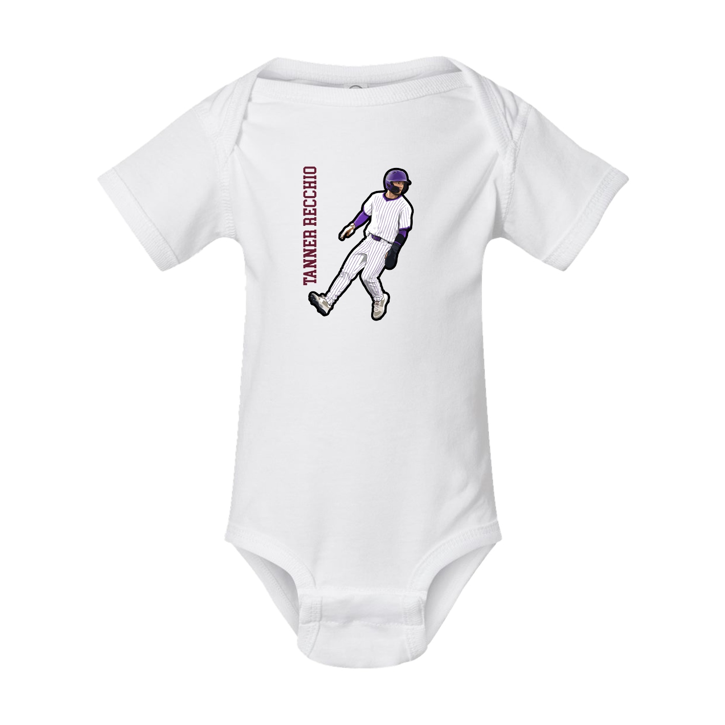 Baby Onesie — Name Vertical in White