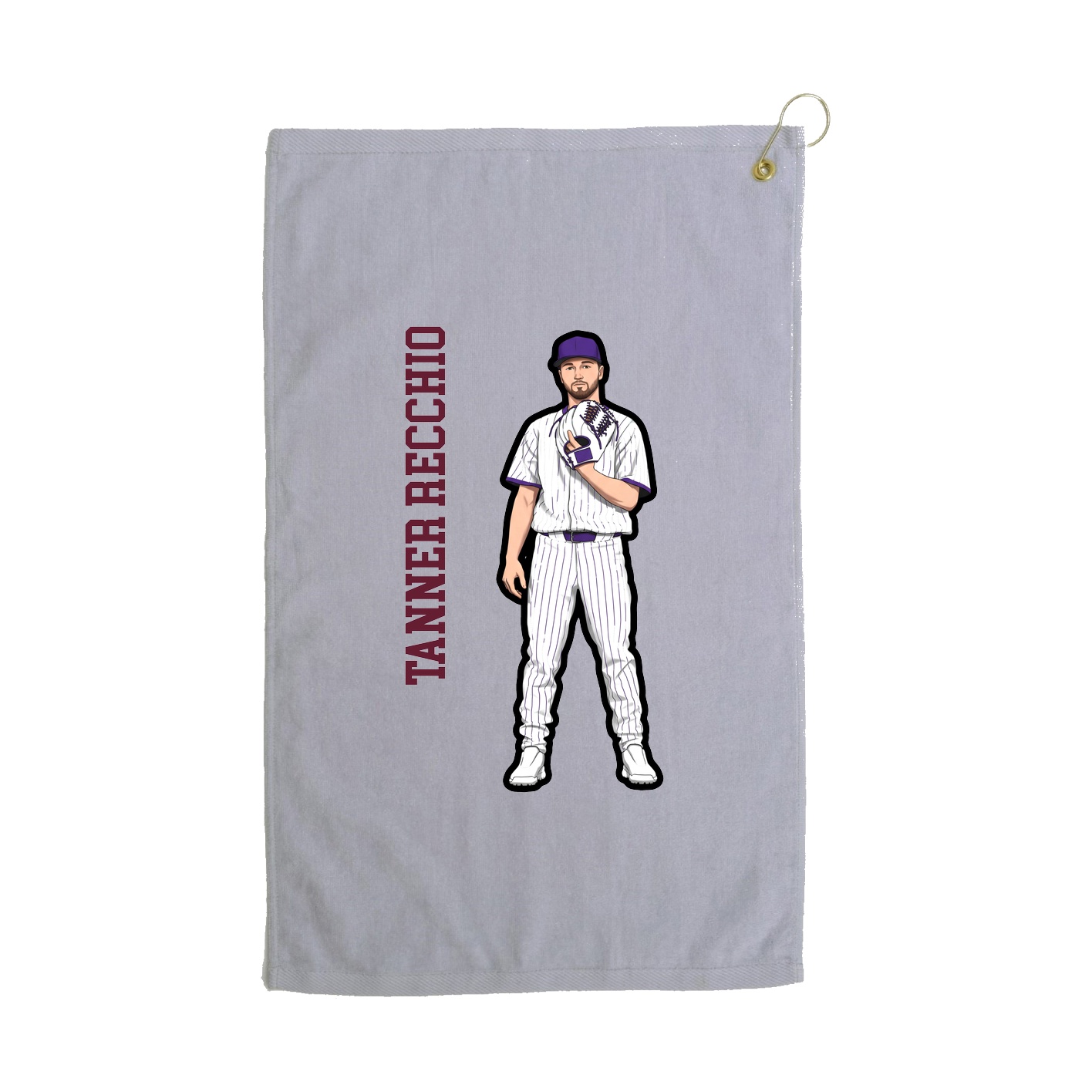 Golf Towel — Name Vertical in Grey