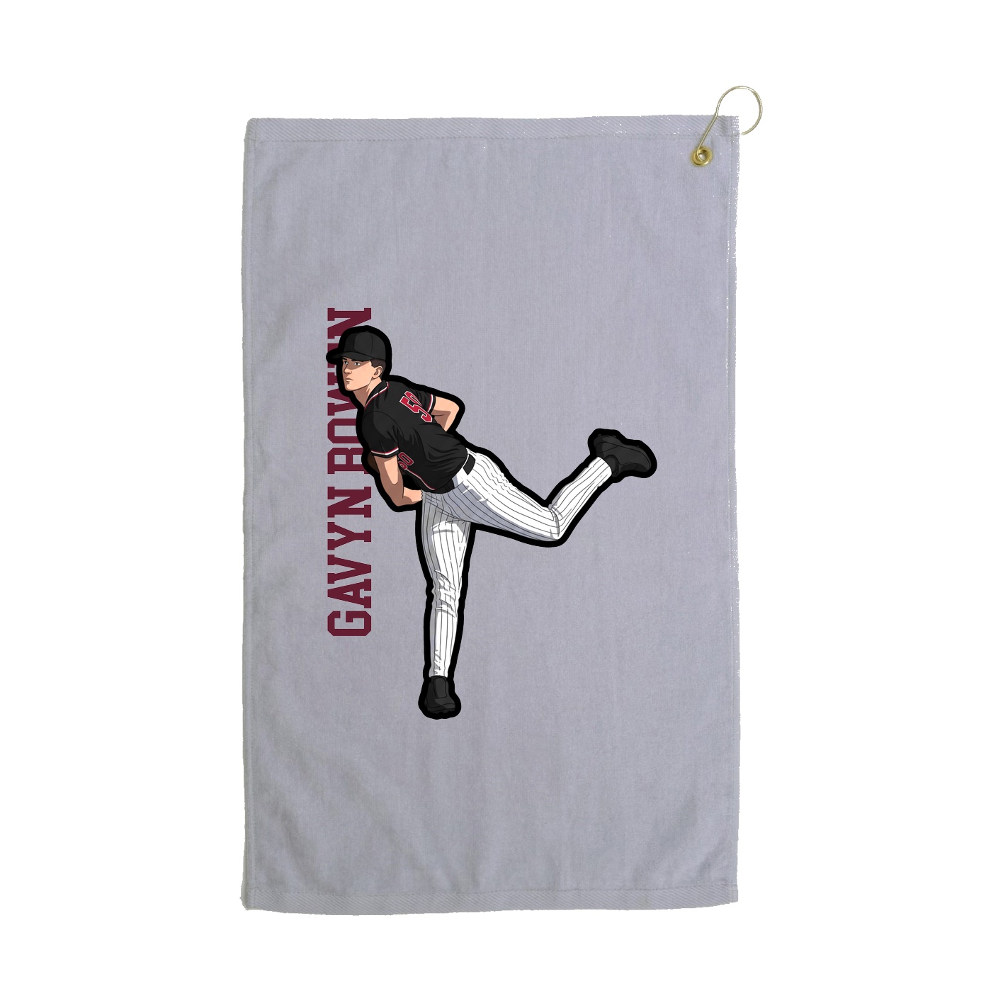 Golf Towel — Name Vertical in Grey