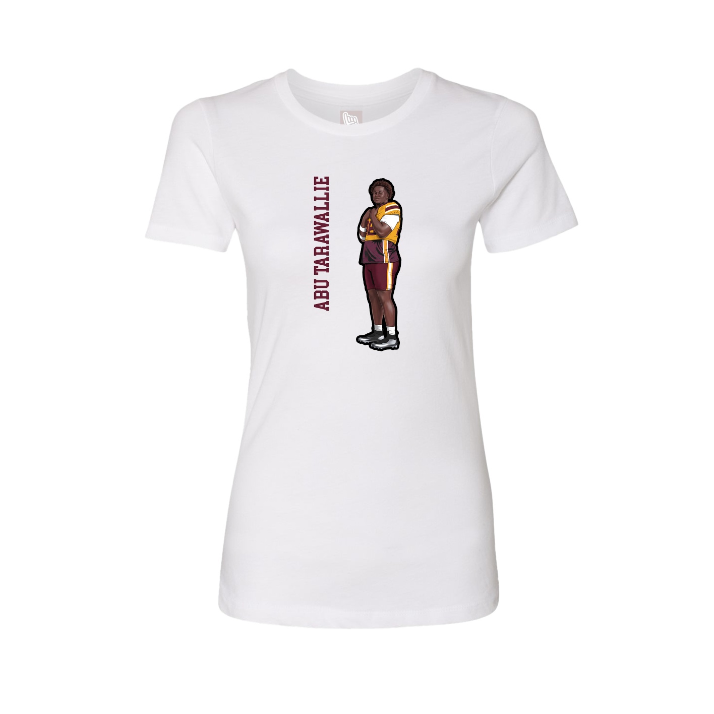 Fitted Women's Tee — Name Vertical in White