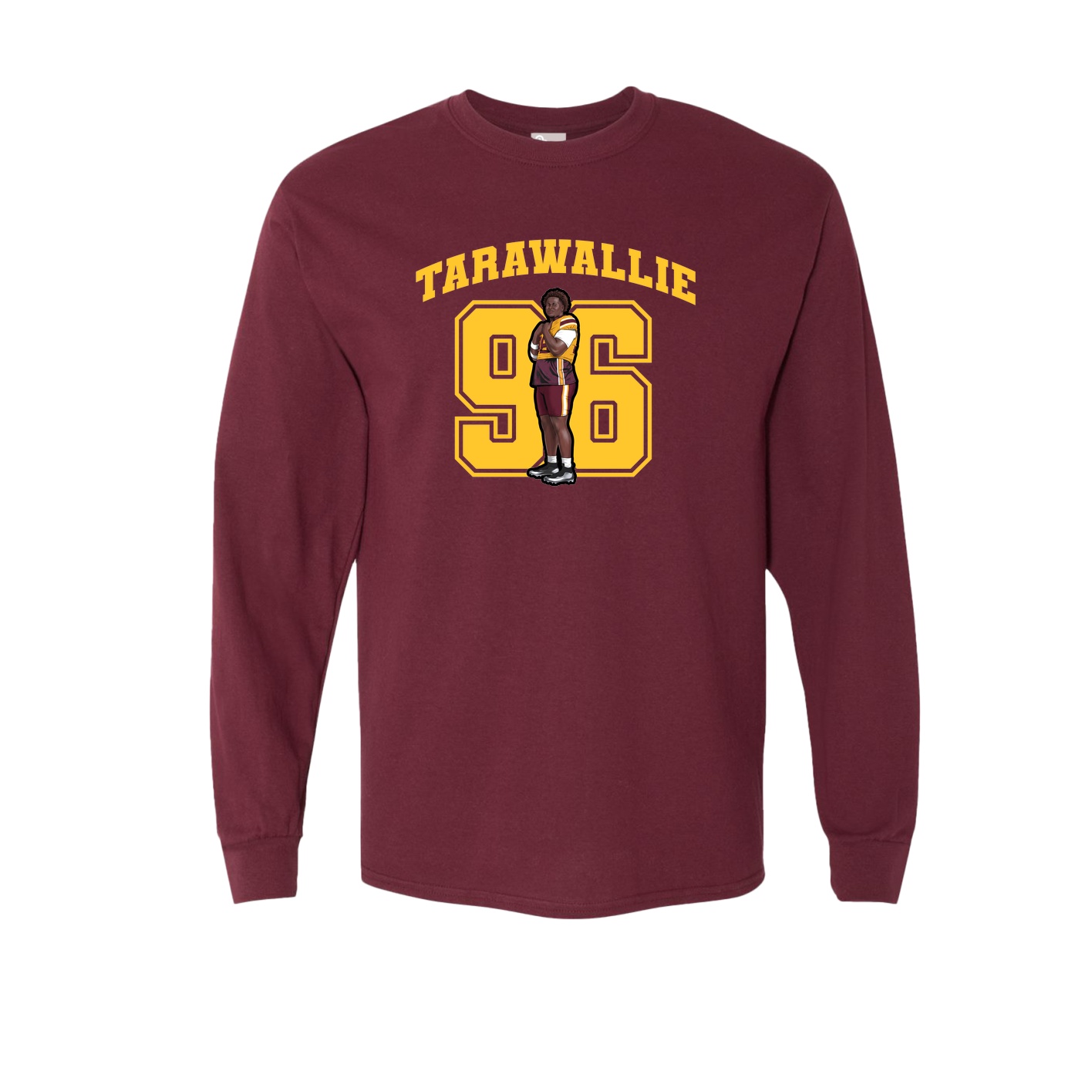 Long Sleeve Tee — Number in Maroon