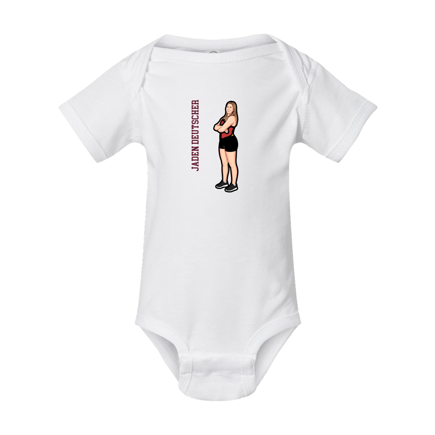 Baby Onesie — Name Vertical in White