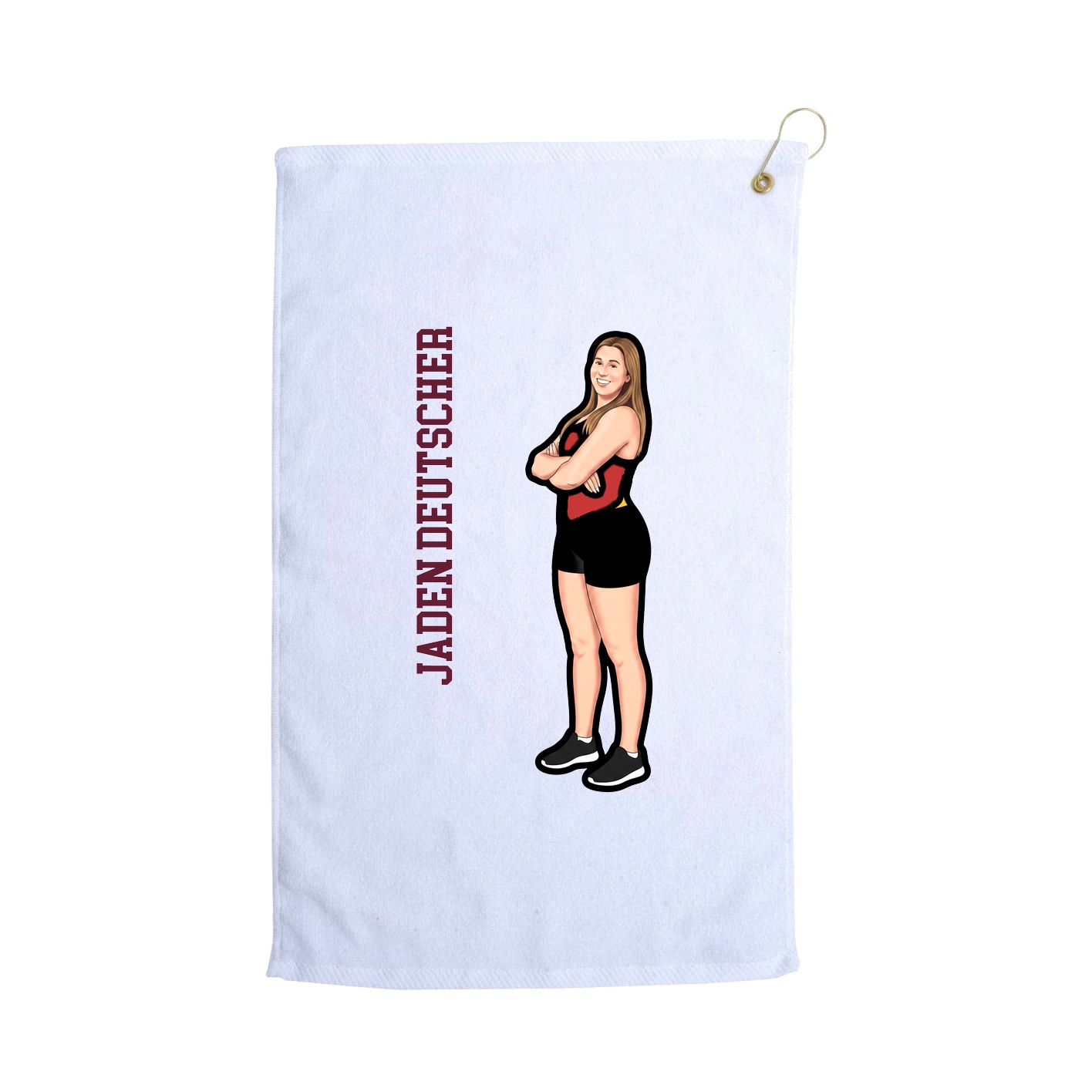 Golf Towel — Name Vertical in White