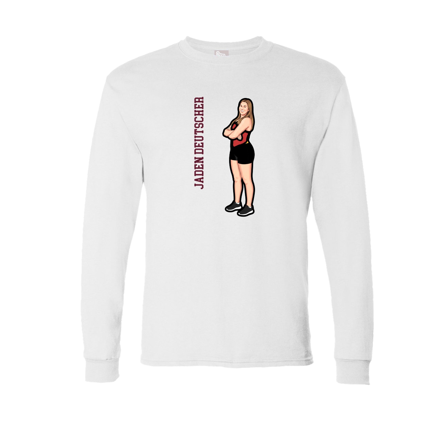 Long Sleeve Tee — Name Vertical in White