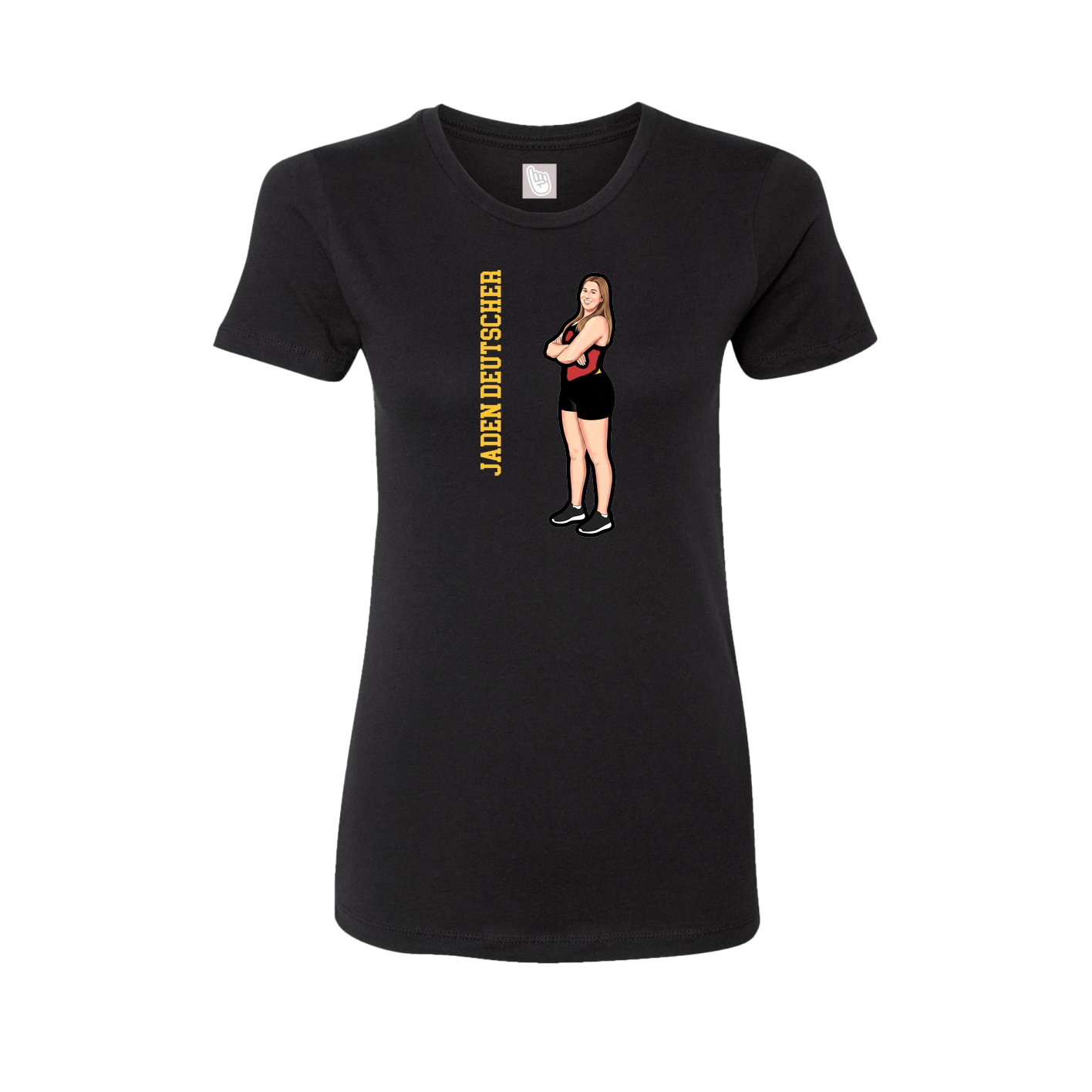 Fitted Women's Tee — Name Vertical in Black