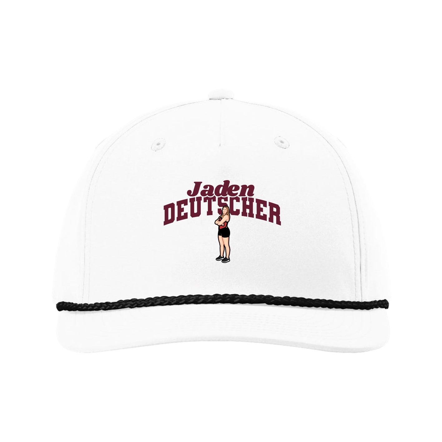 Five-Panel Classic Rope Cap — Signature Arch in White