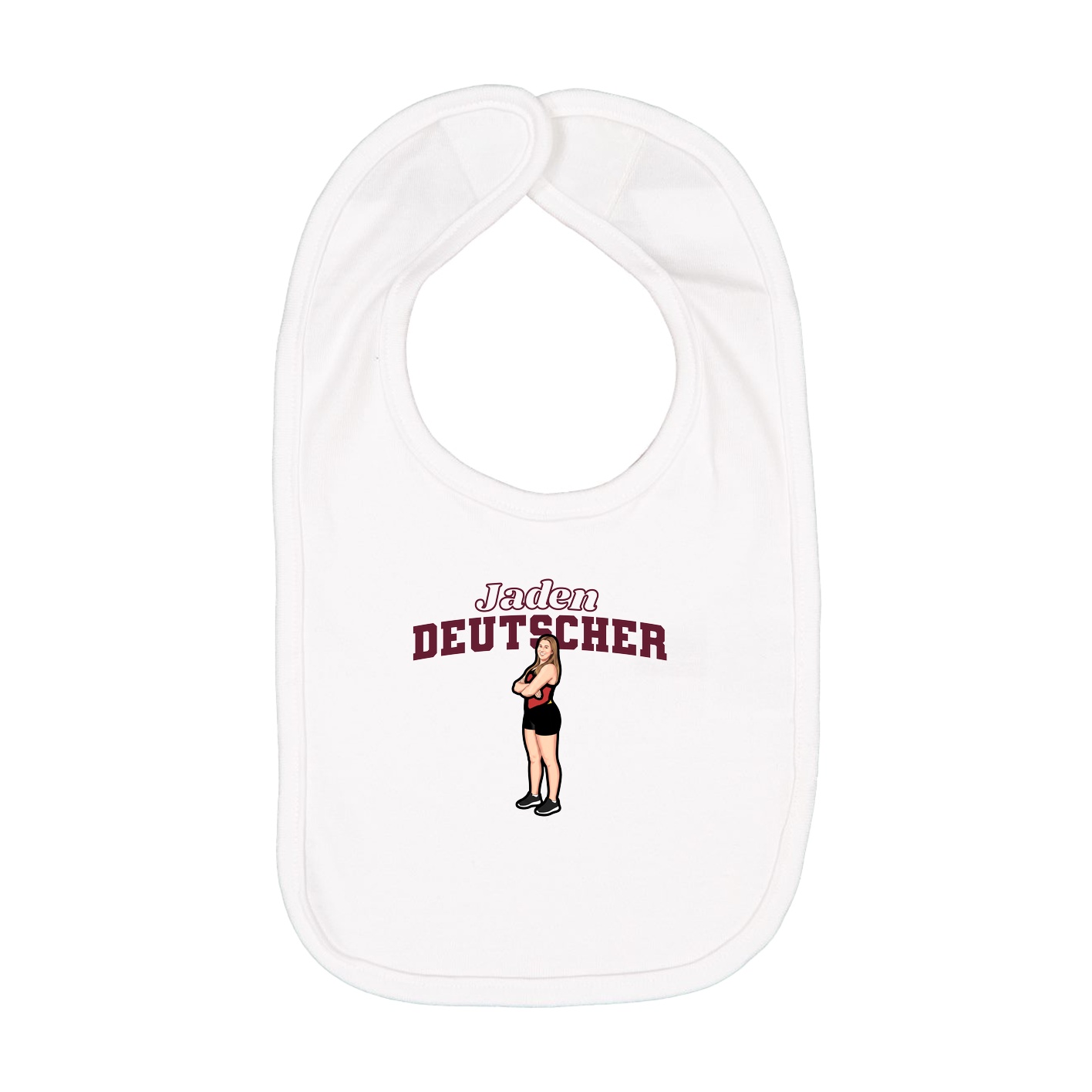 Infant Bib — Name Arch in White