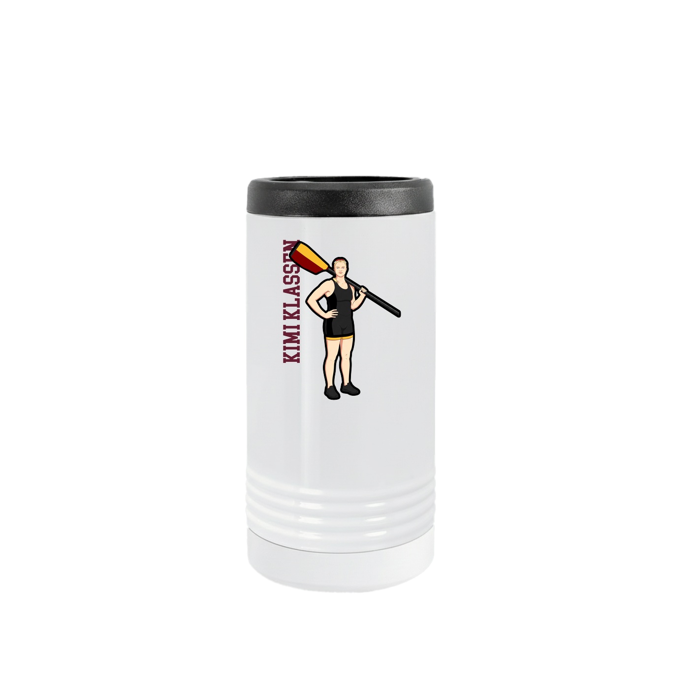 Slim Beverage Holder — Name Vertical in White