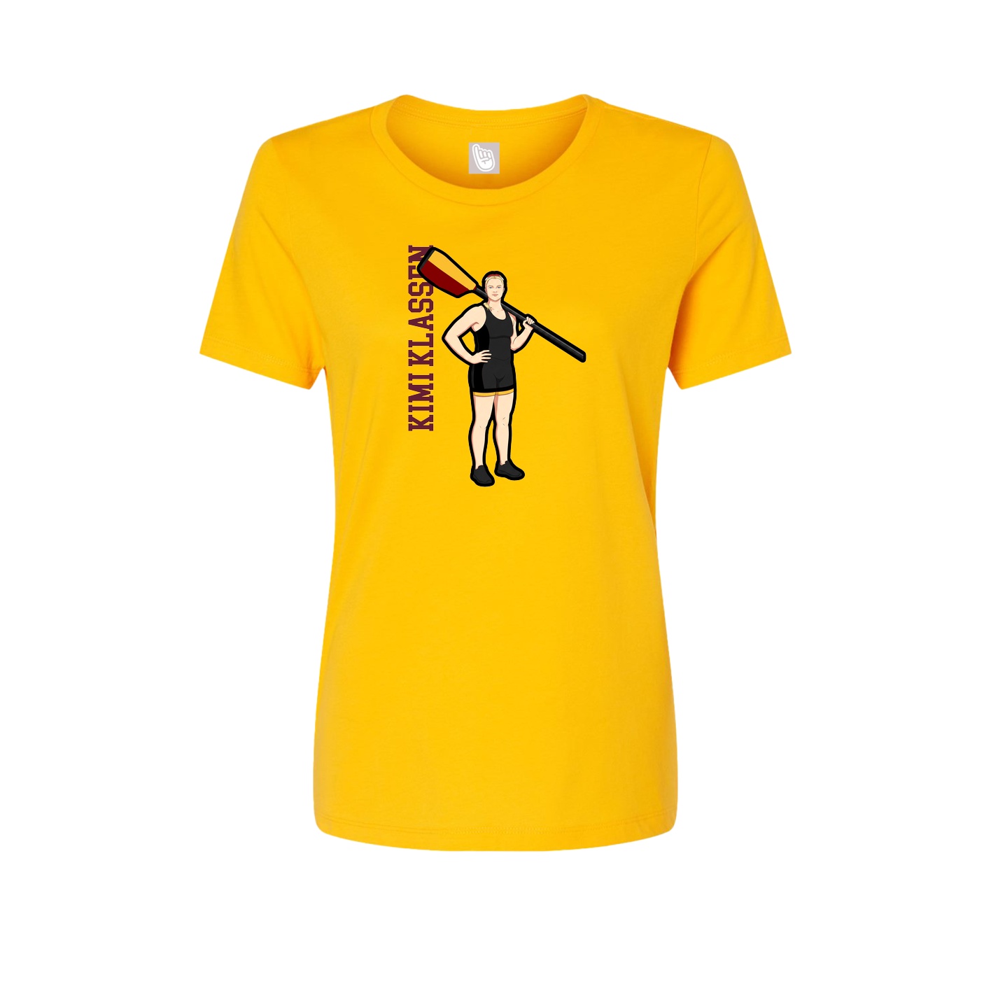 Fitted Women's Tee — Name Vertical in Gold