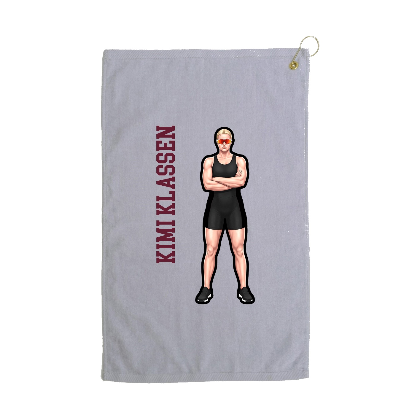 Golf Towel — Name Vertical in Grey