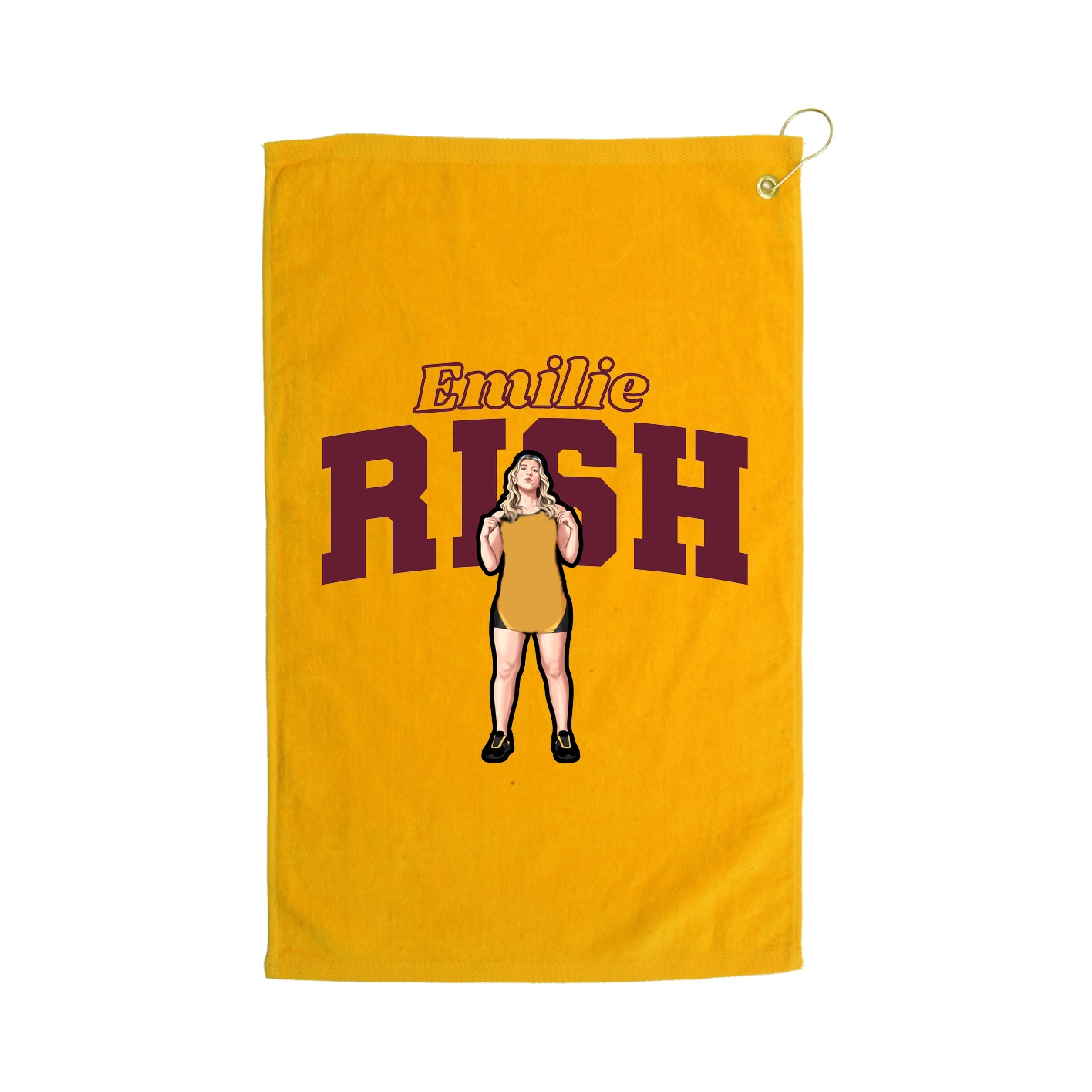 Golf Towel — Name Arch in Gold