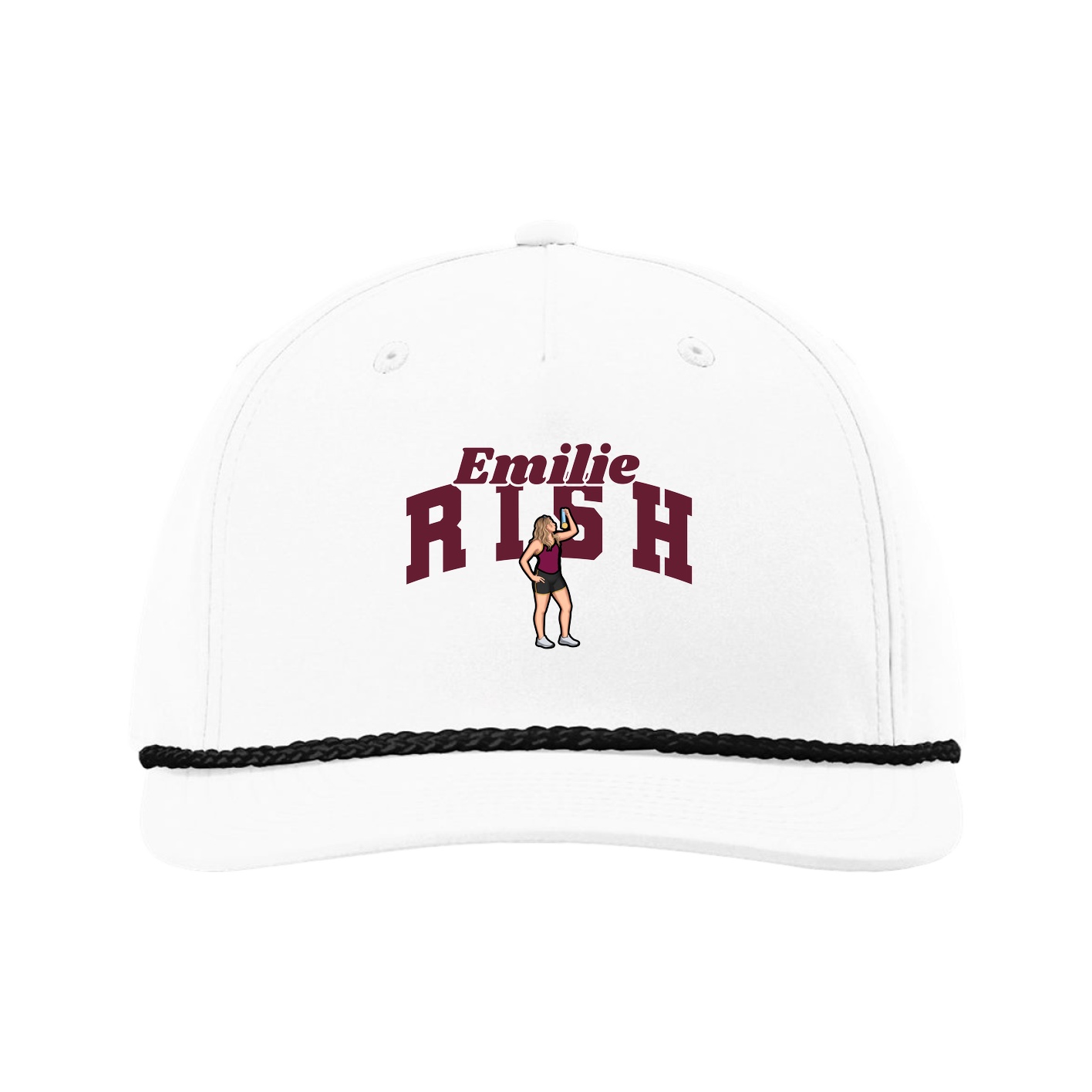 Five-Panel Classic Rope Cap — Signature Arch in White