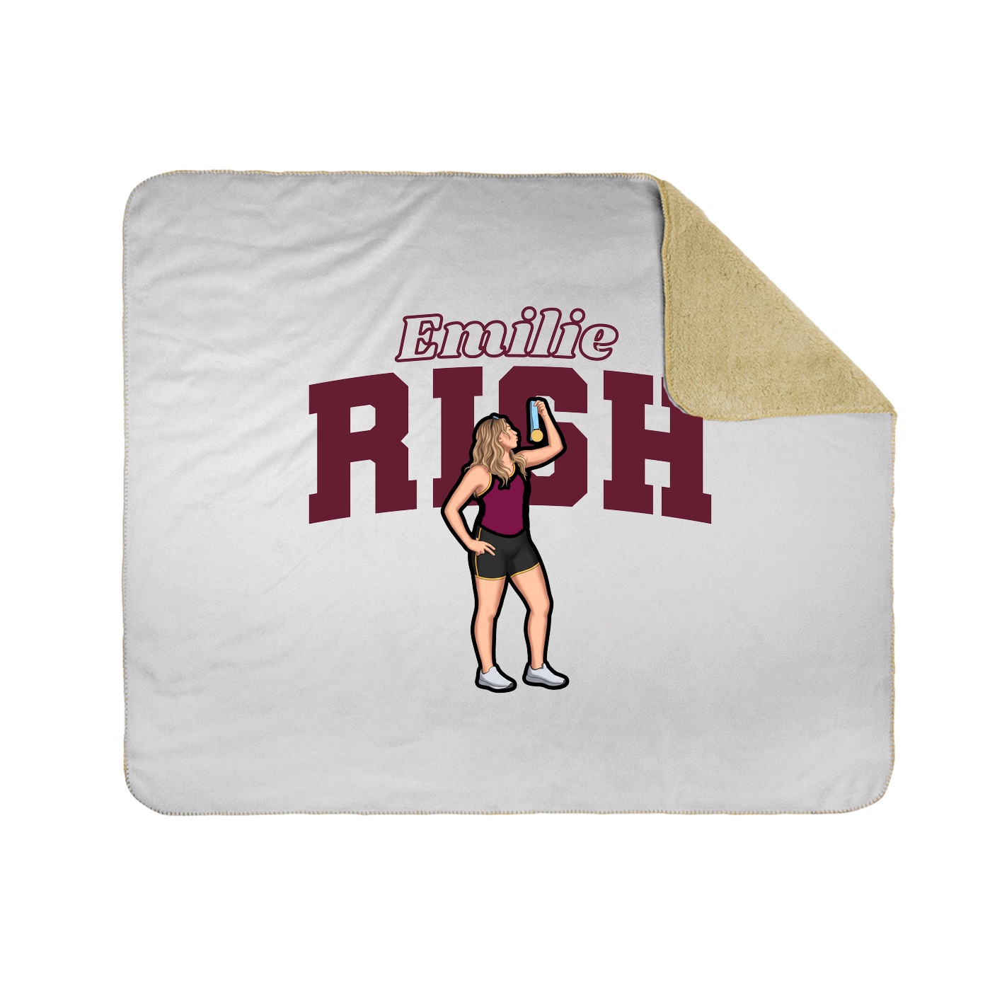 Throw Blanket — Name Arch in White