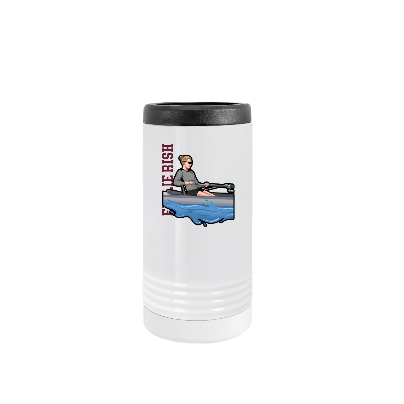 Slim Beverage Holder — Name Vertical in White