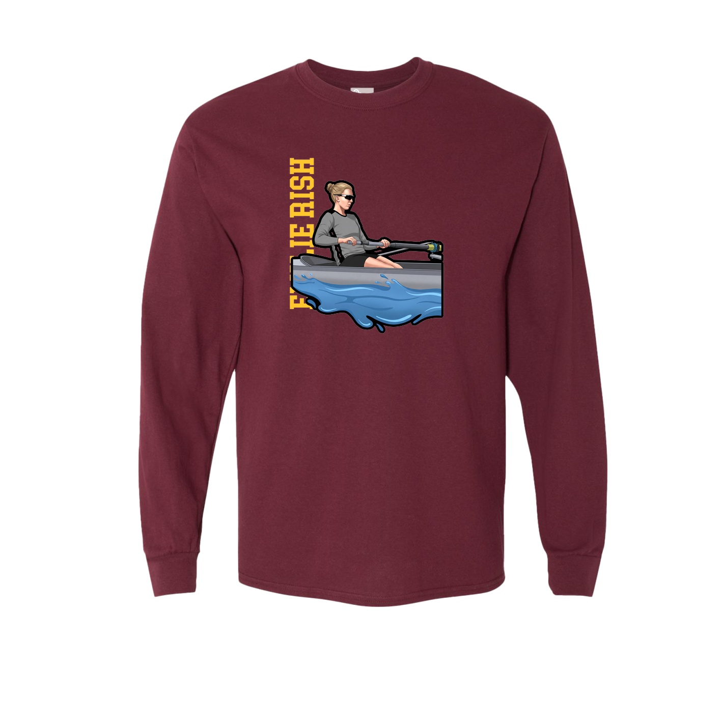 Long Sleeve Tee — Name Vertical in Maroon