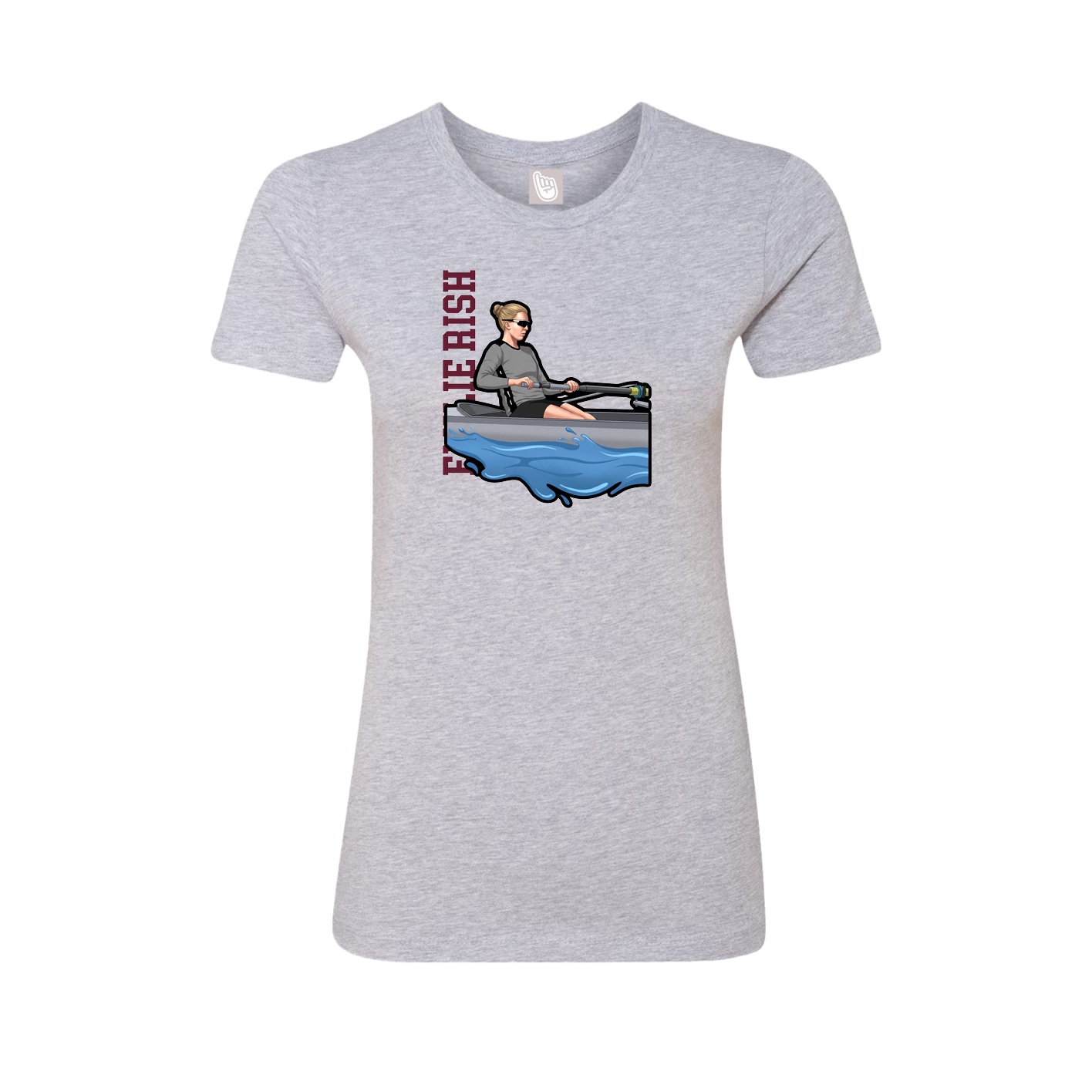 Fitted Women's Tee — Name Vertical in Grey
