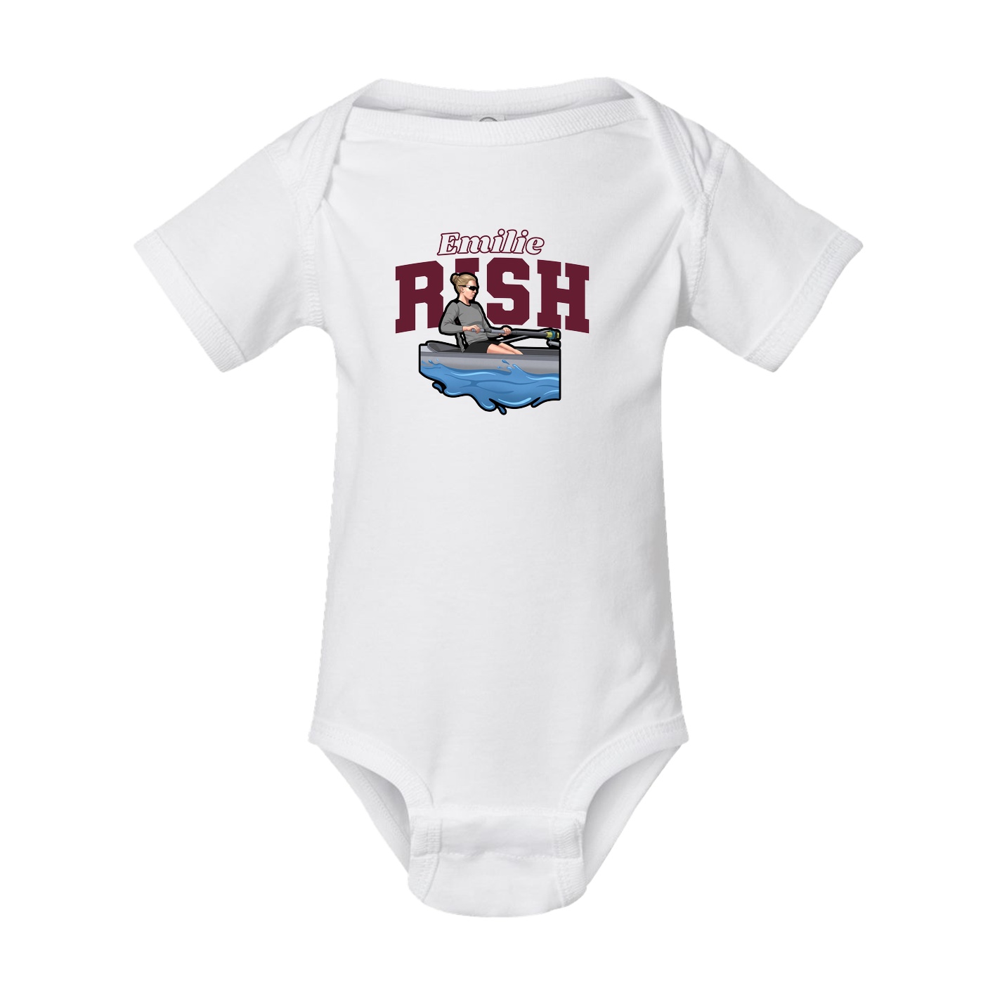 Baby Onesie — Name Arch in White