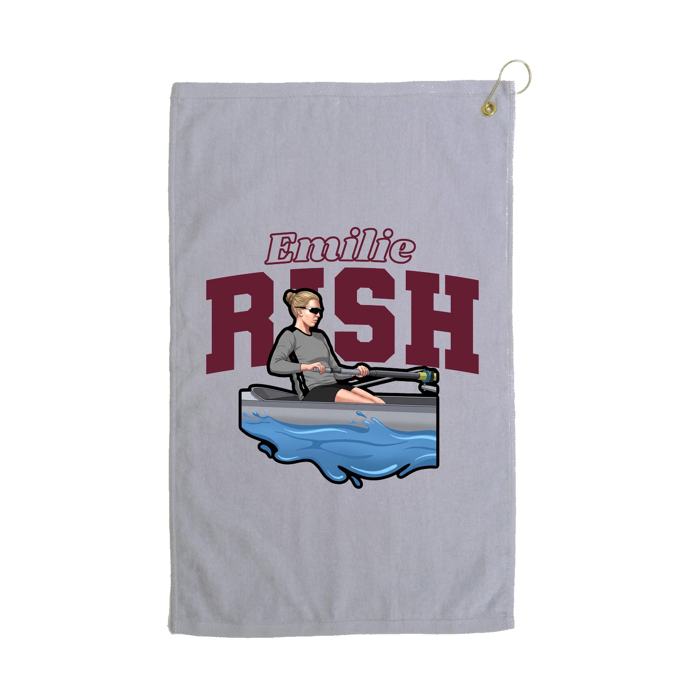 Golf Towel — Name Arch in Grey