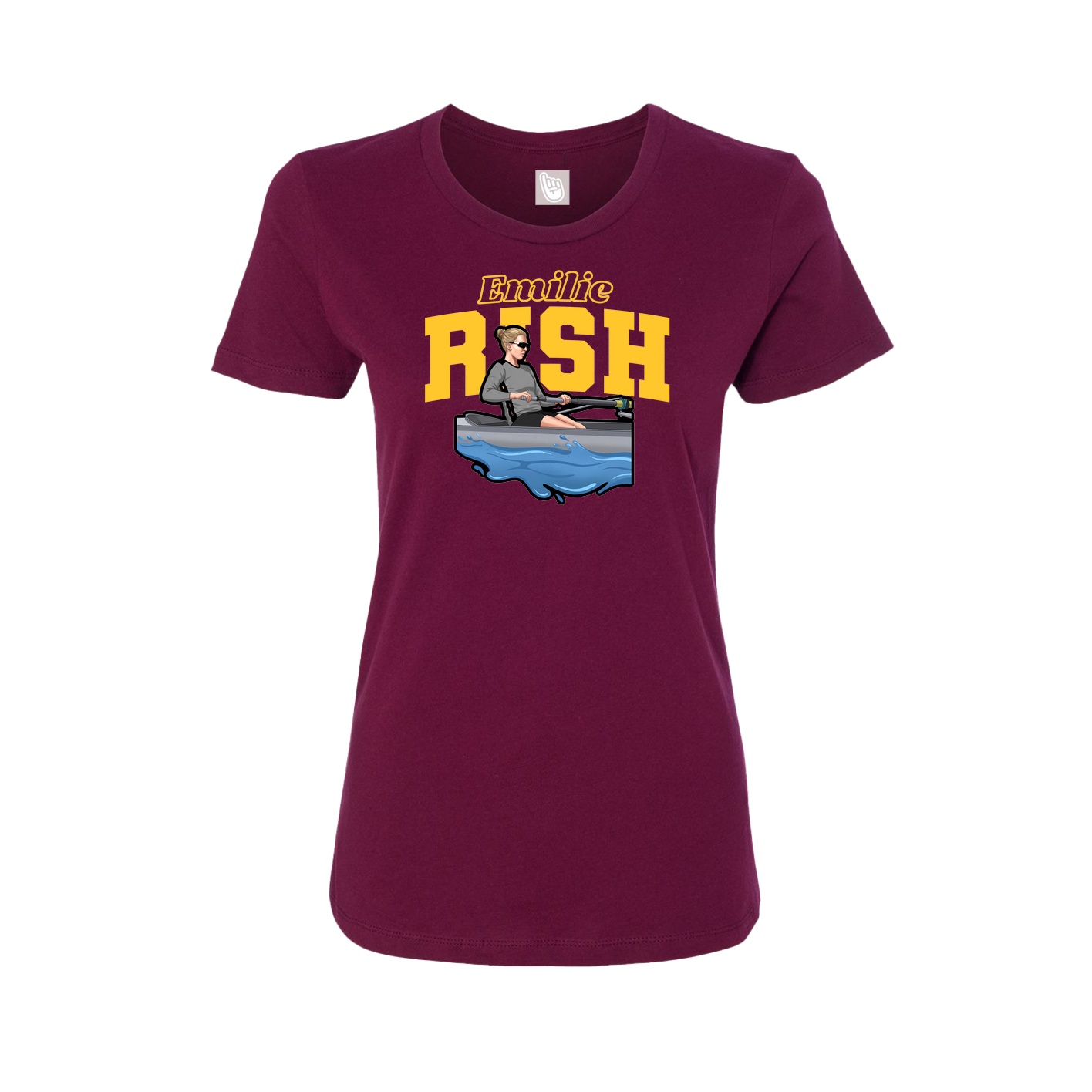 Fitted Women's Tee — Name Arch in Maroon