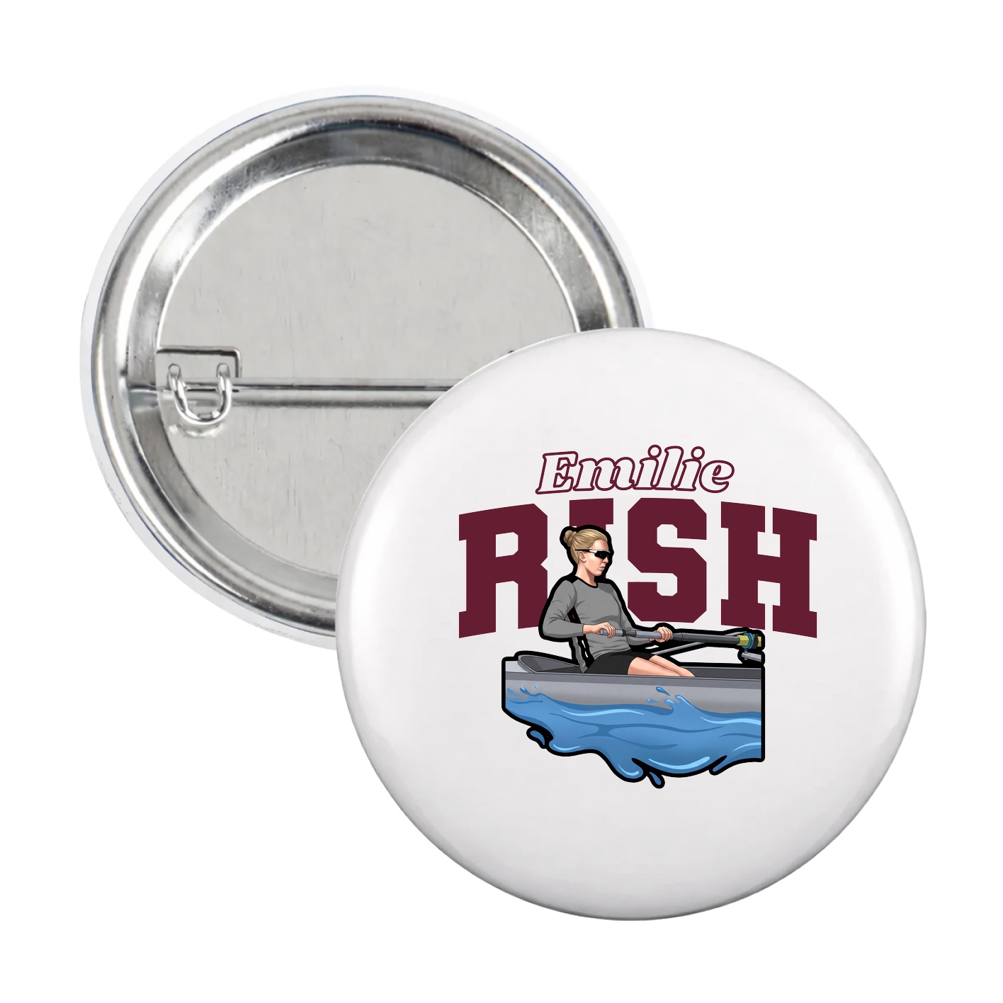 Game Day Button — Name Arch in White