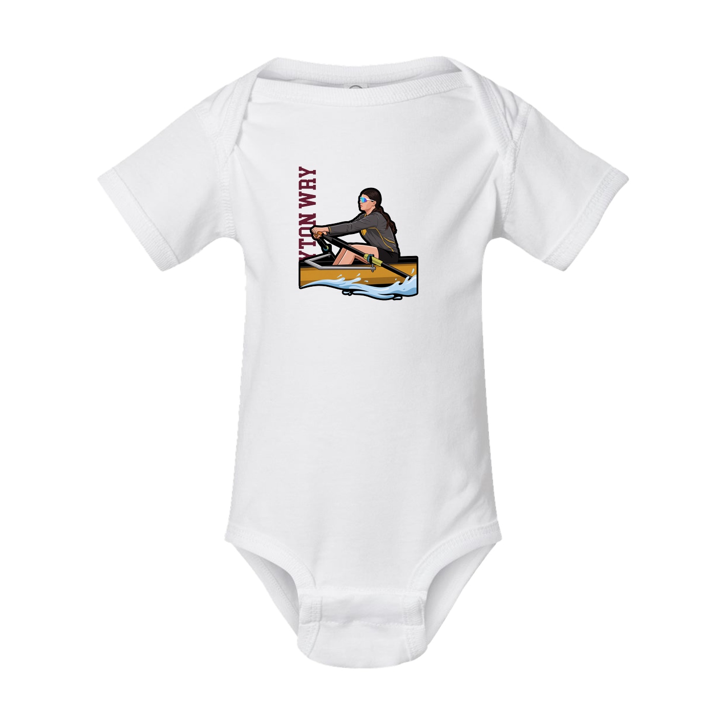 Baby Onesie — Name Vertical in White