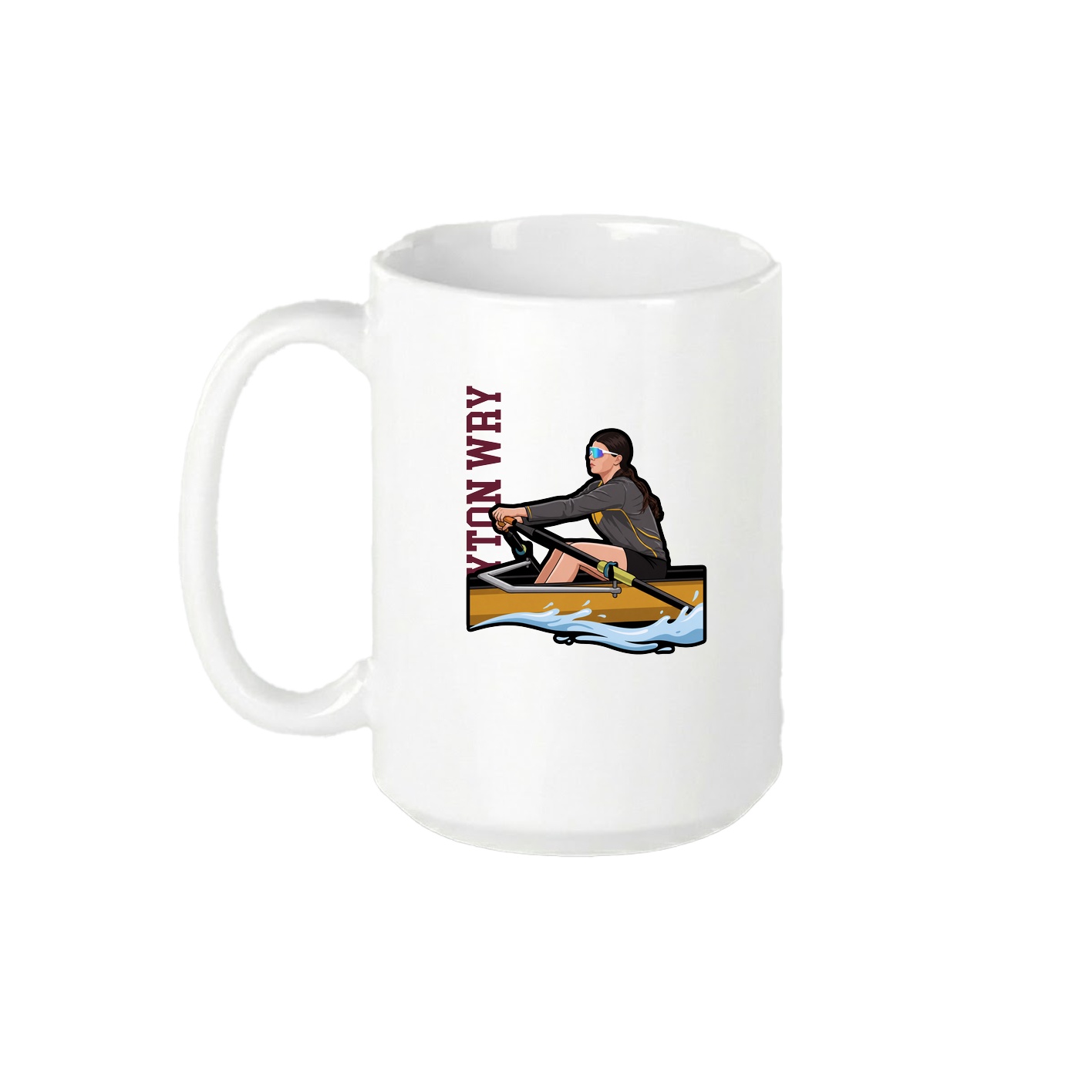 15oz Coffee Mug — Name Vertical in White