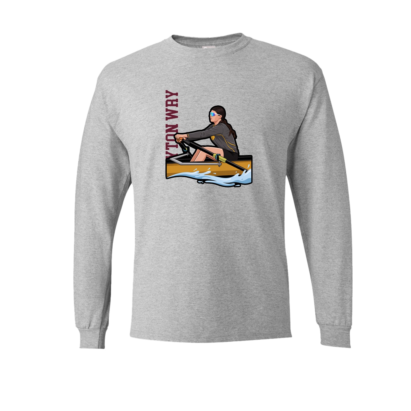 Long Sleeve Tee — Name Vertical in Grey