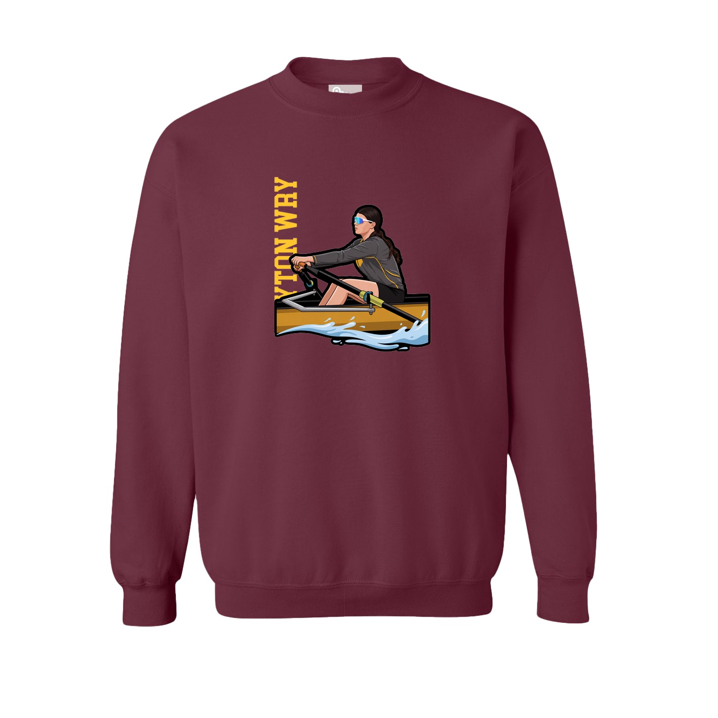 Fleece Crew — Name Vertical in Maroon