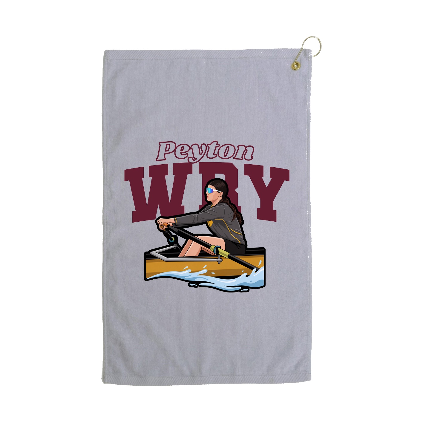 Golf Towel — Name Arch in Grey