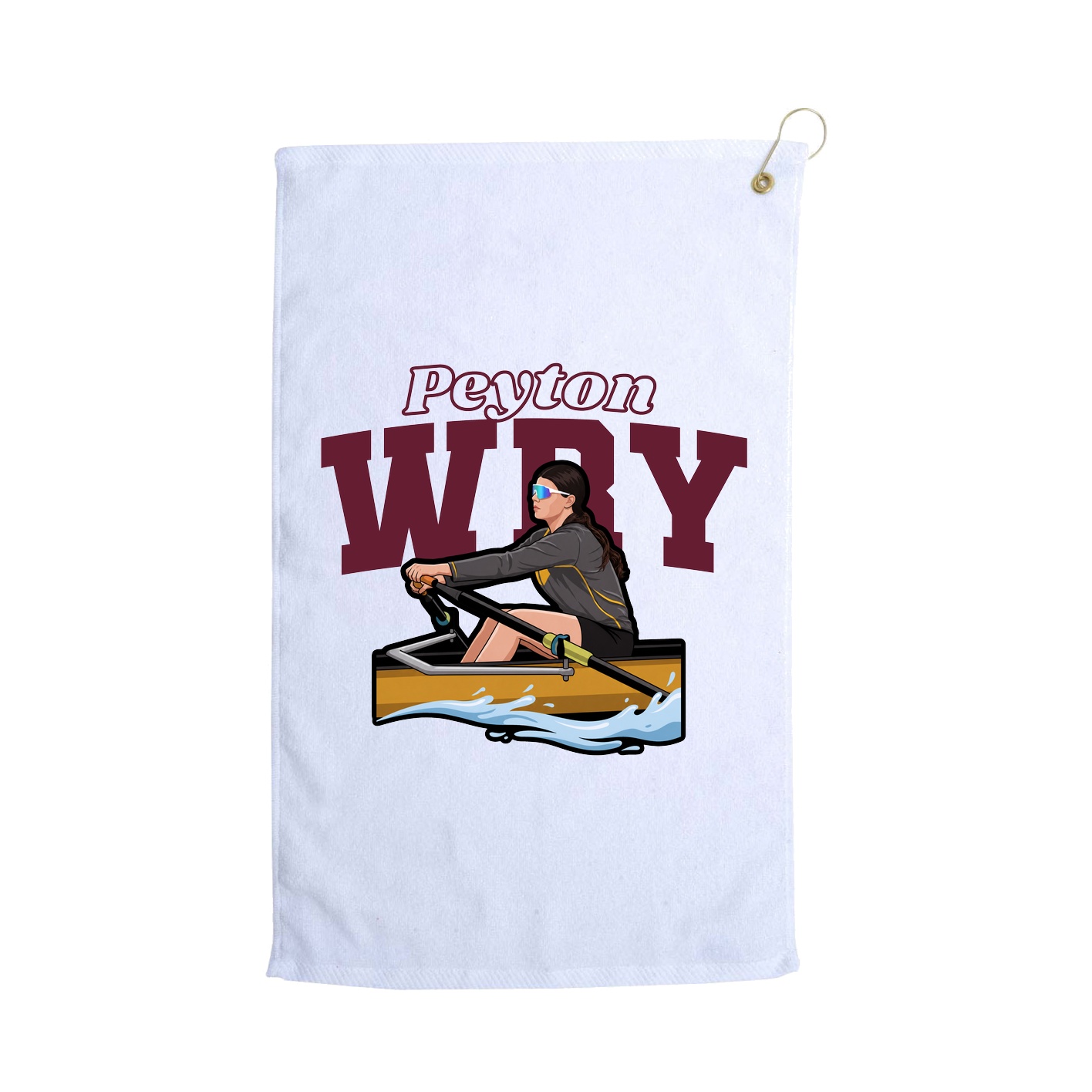 Golf Towel — Name Arch in White