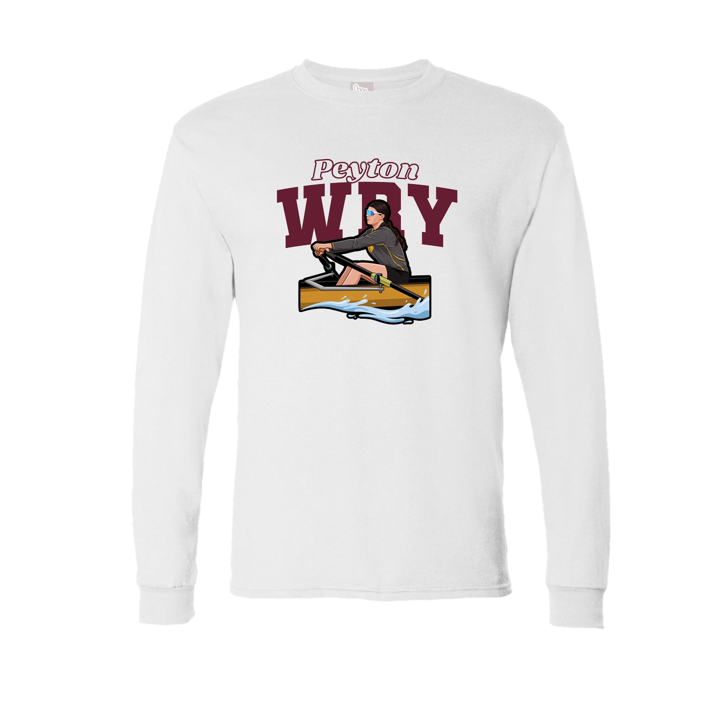 Long Sleeve Tee — Name Arch in White