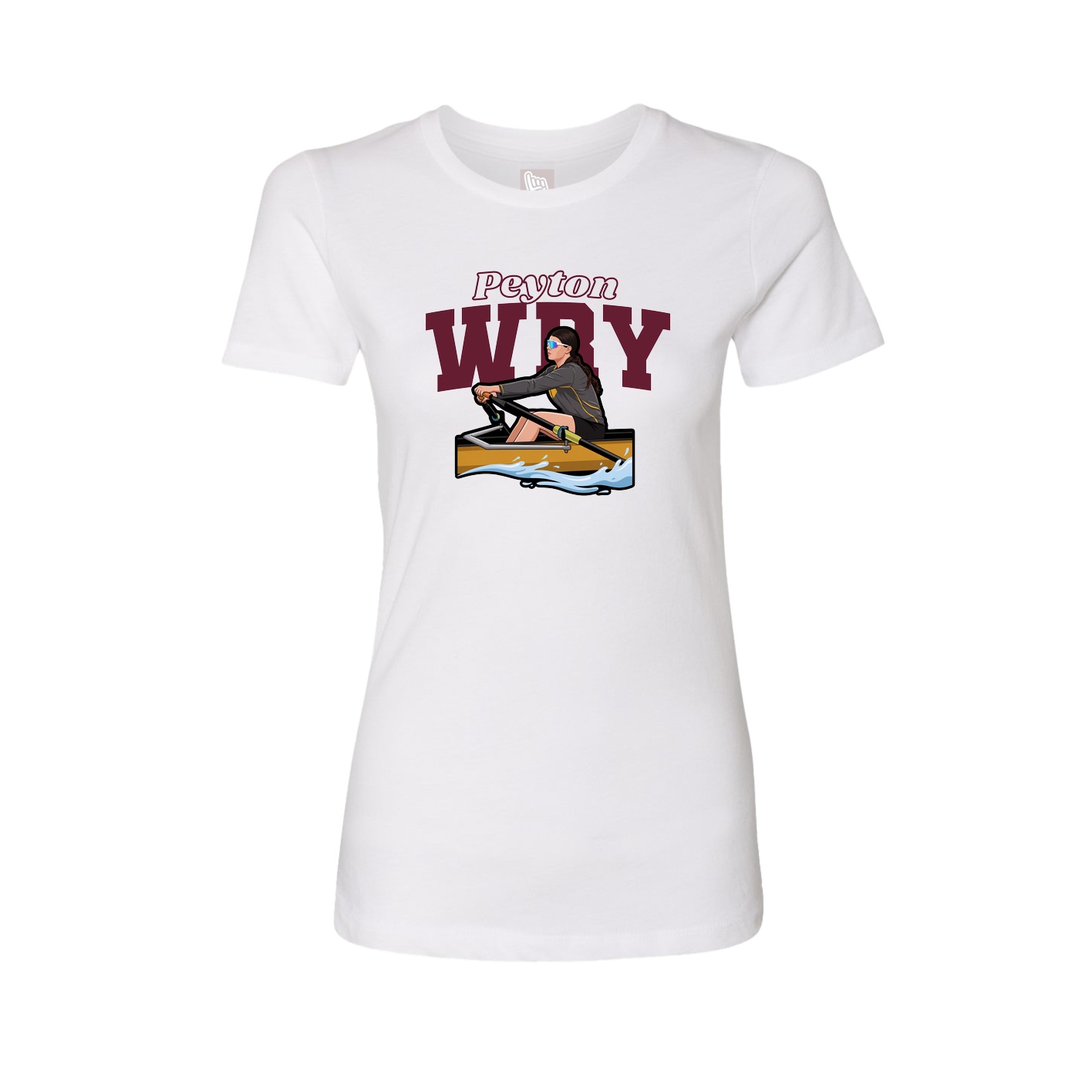 Fitted Women's Tee — Name Arch in White