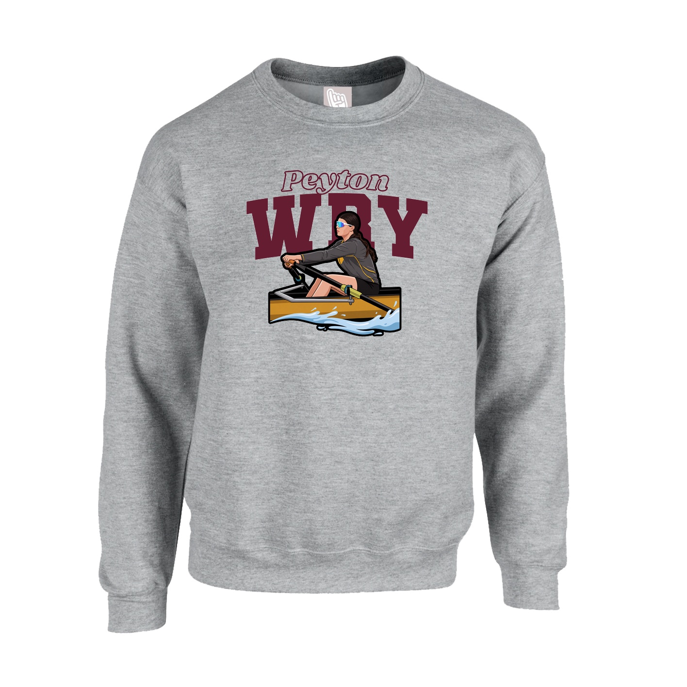 Fleece Crew — Name Arch in Grey