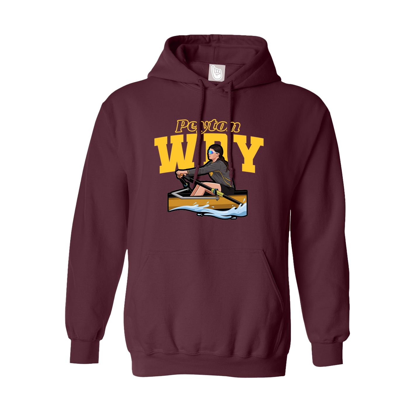 Youth Hoodie — Name Arch in Maroon