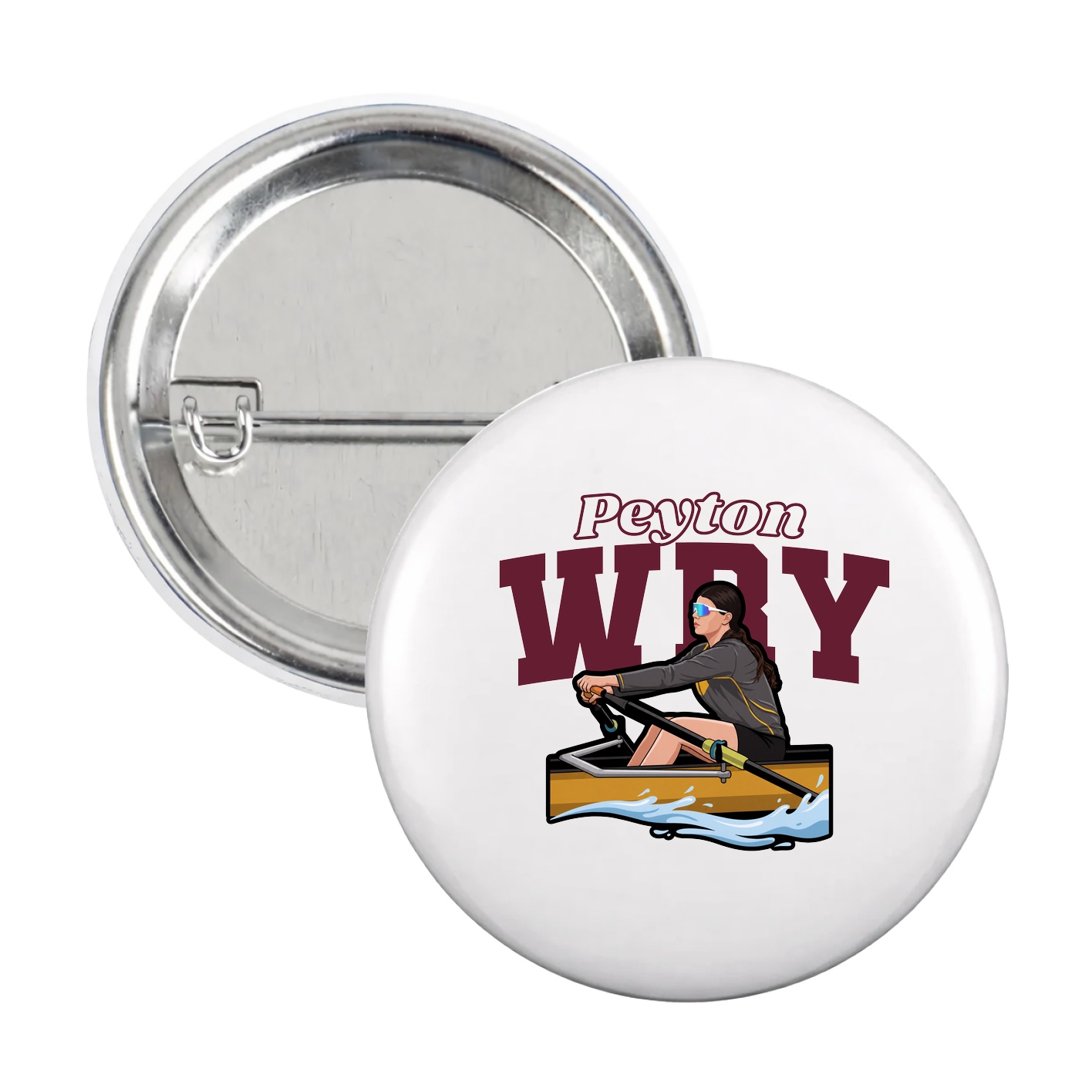 Game Day Button — Name Arch in White