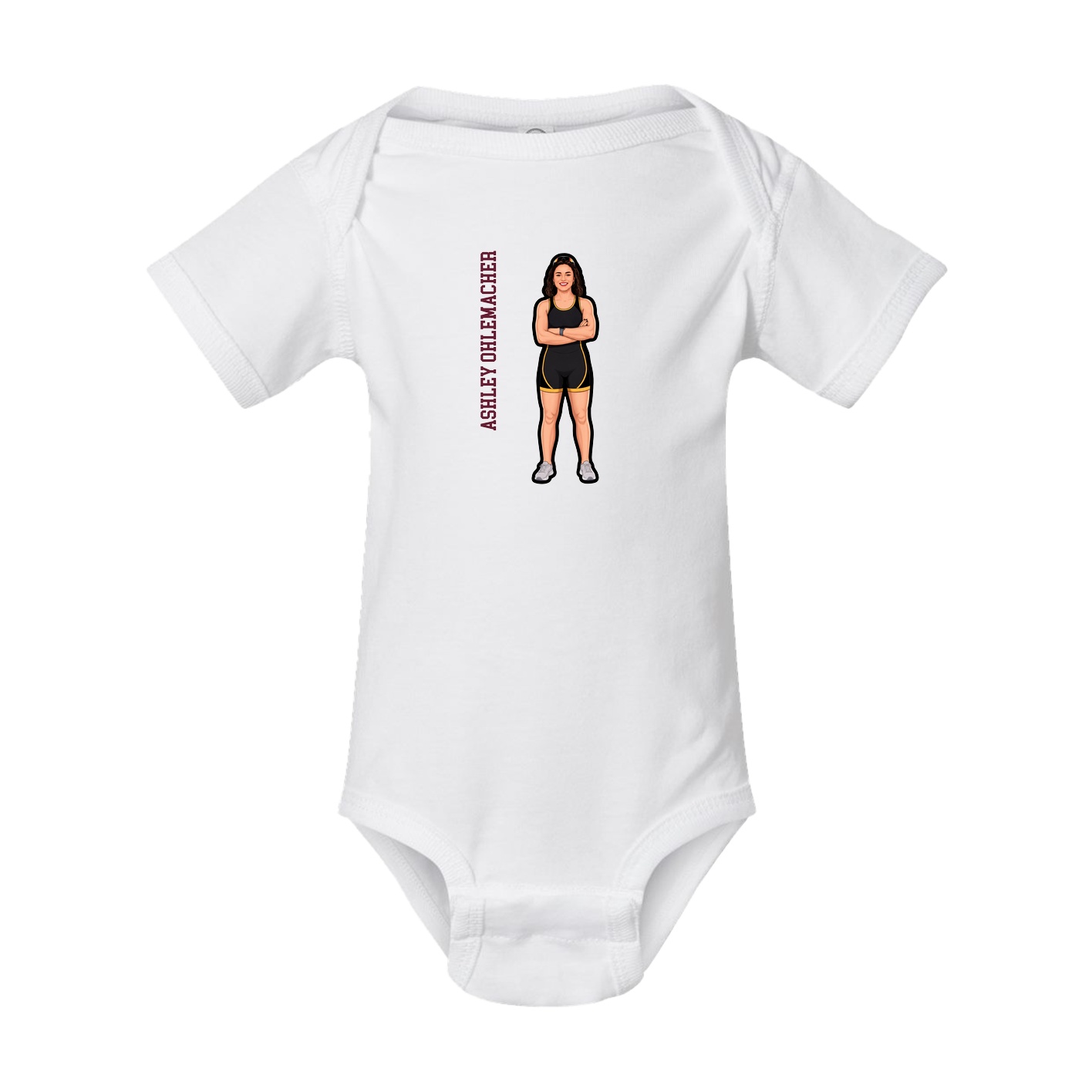 Baby Onesie — Name Vertical in White