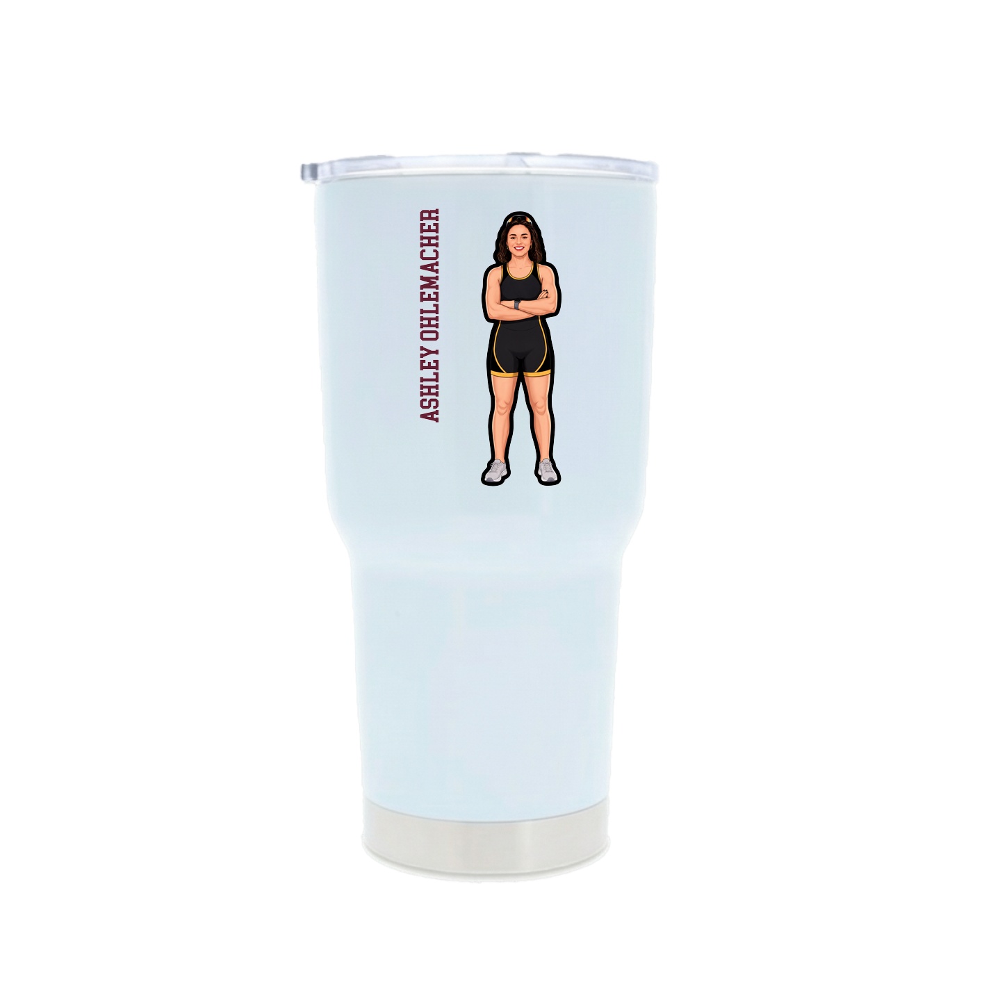 30oz Stainless Steel Tumbler — Name Vertical in White
