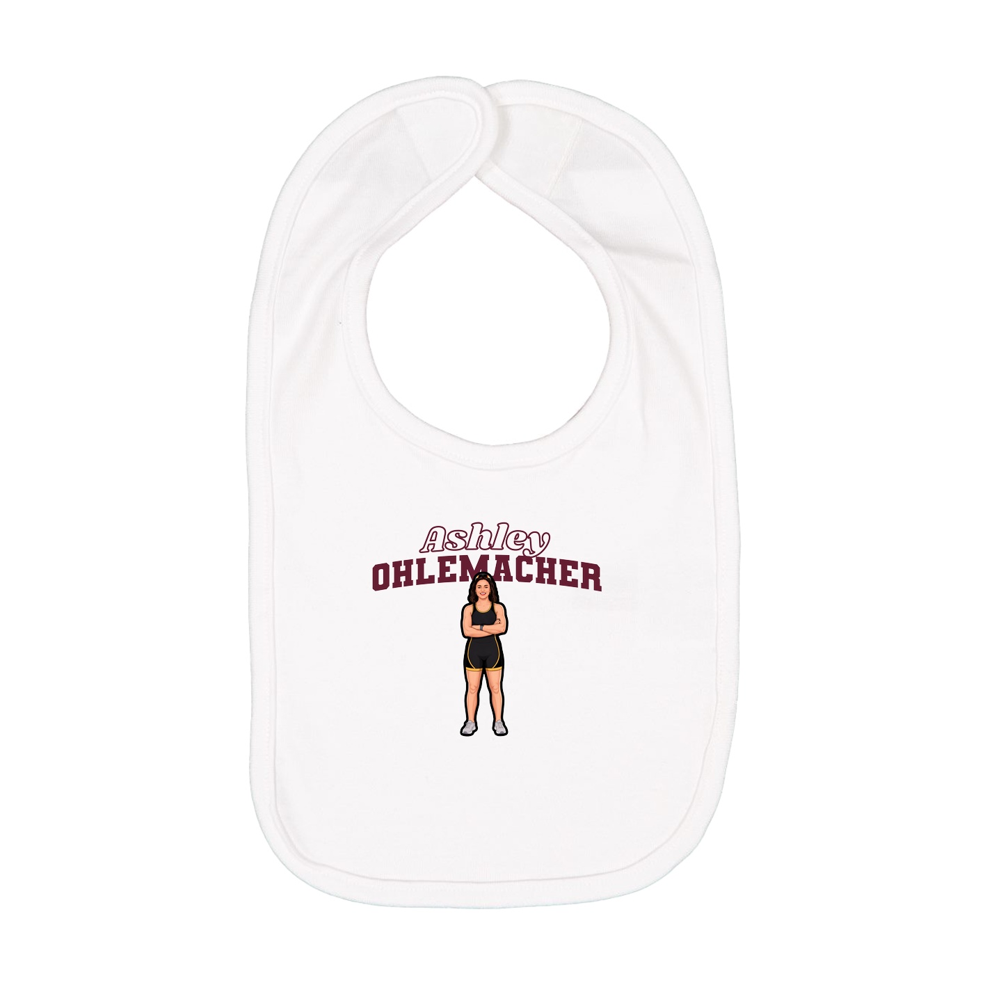 Infant Bib — Name Arch in White