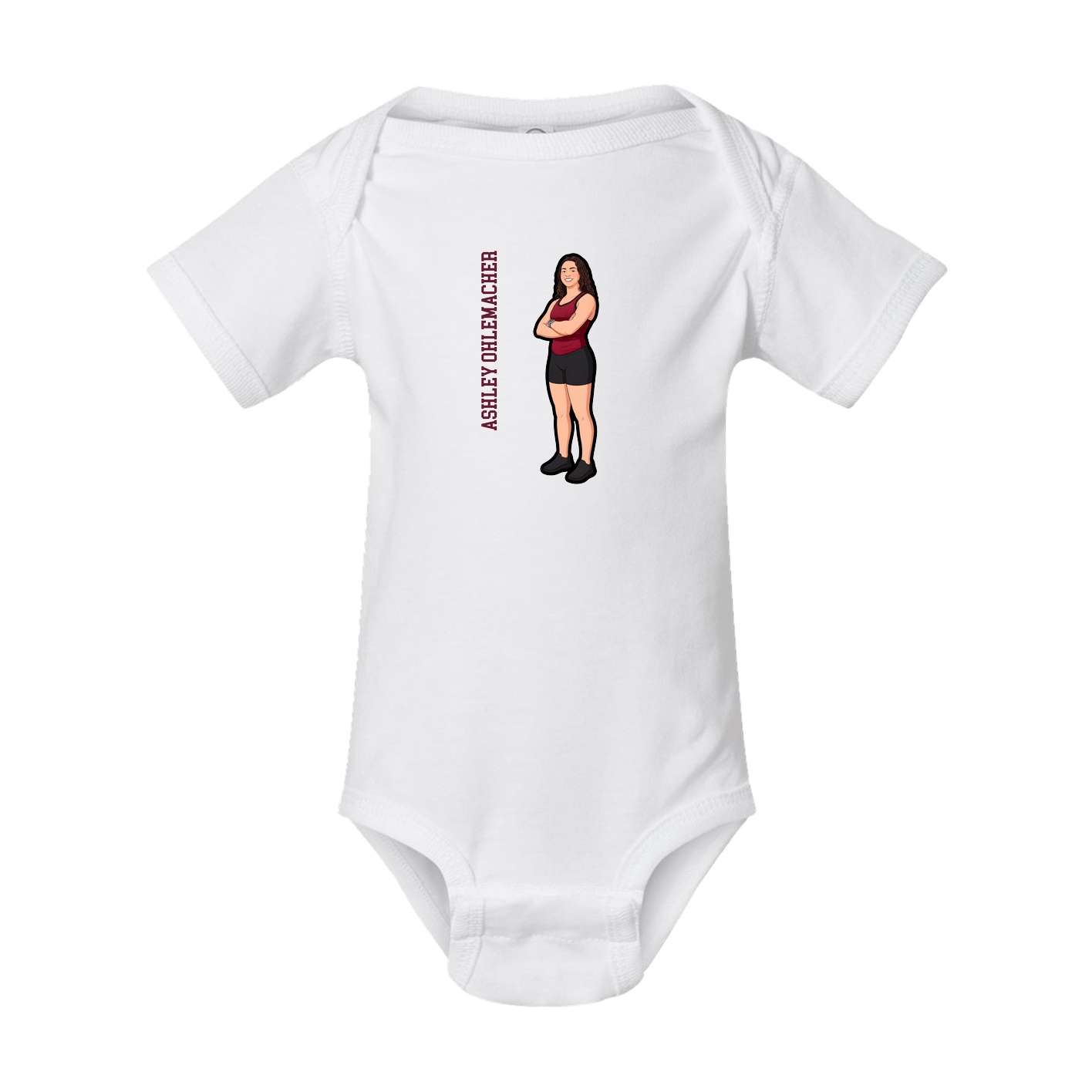 Baby Onesie — Name Vertical in White