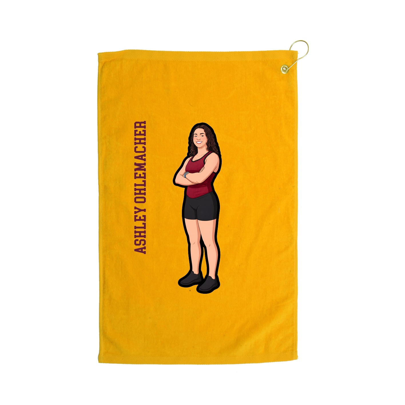 Golf Towel — Name Vertical in Gold