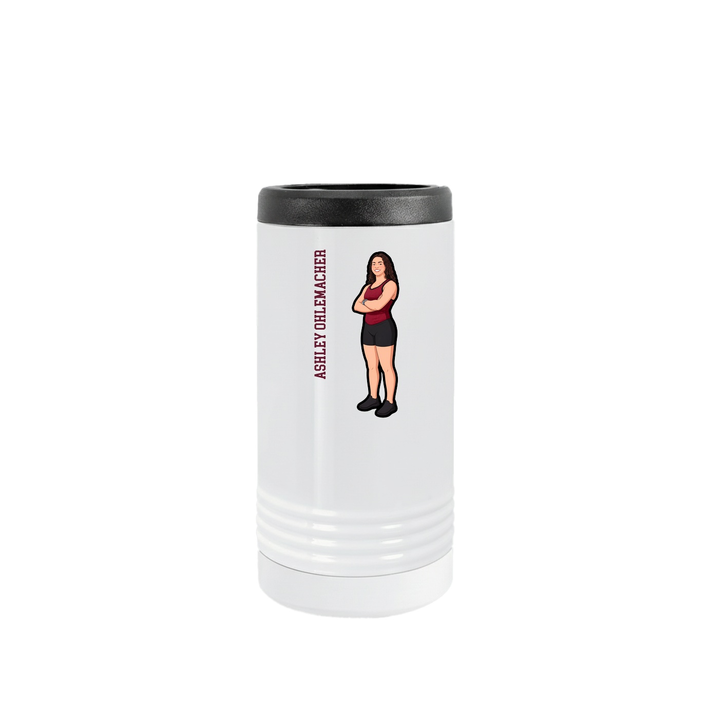 Slim Beverage Holder — Name Vertical in White