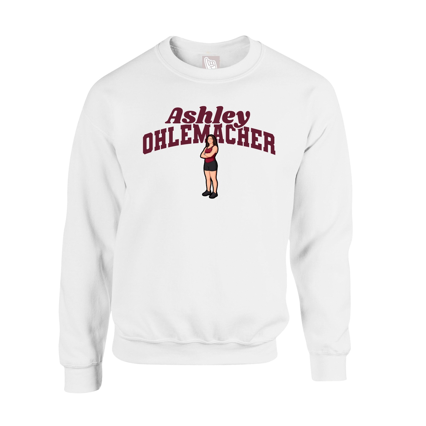 Fleece Crew — Signature Arch in White