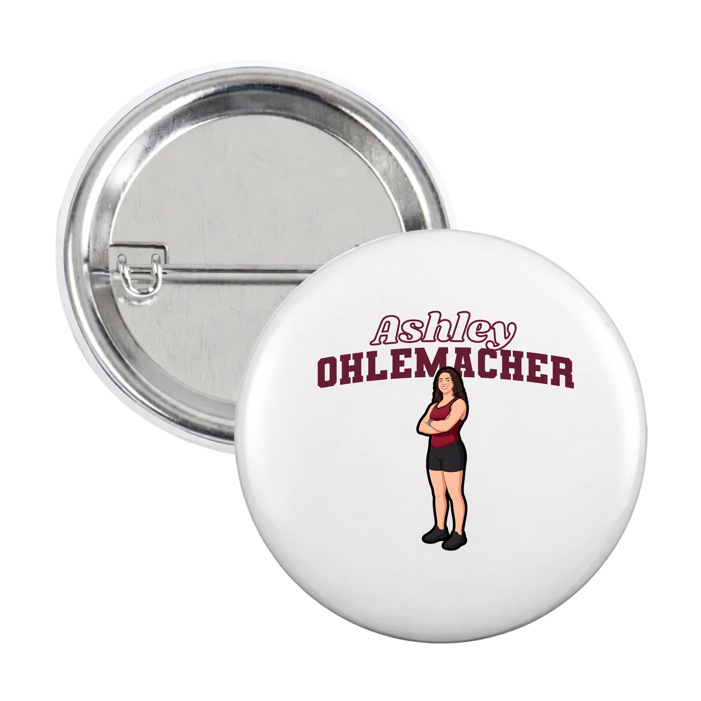 Game Day Button — Name Arch in White