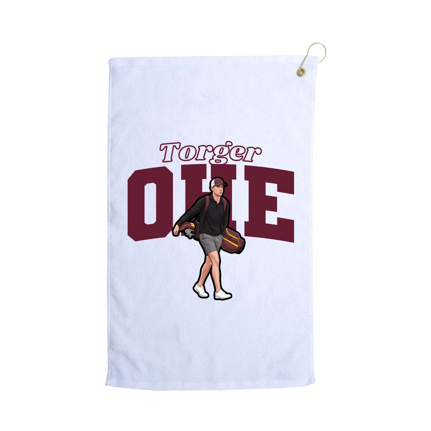 Golf Towel — Name Arch in White